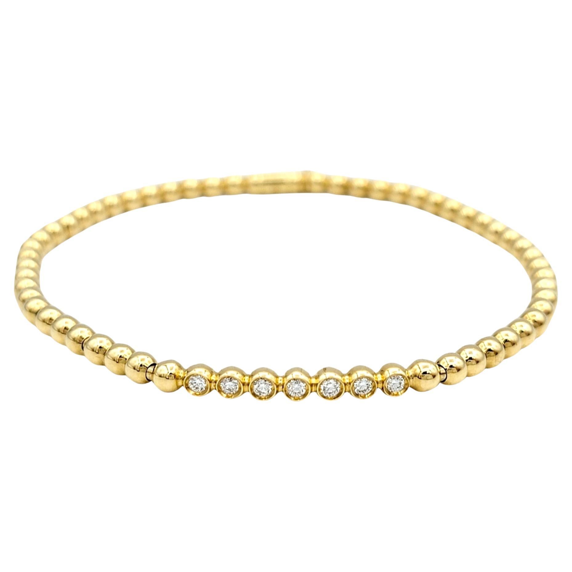 Hulchi Belluni Tresore Collection 3mm Stretch Bracelet Yellow Gold and Diamonds For Sale