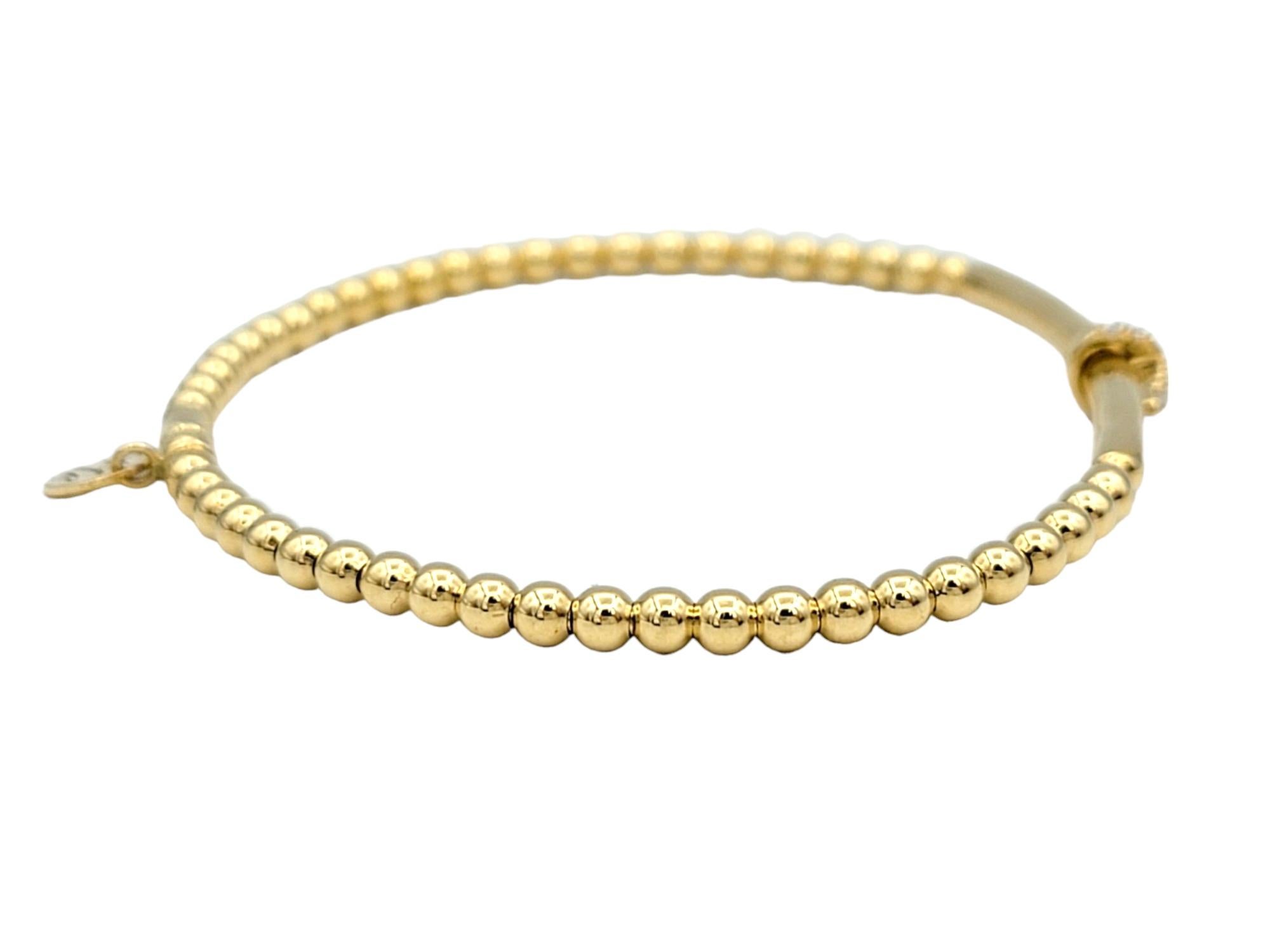 Contemporary Hulchi Belluni Tresore Collection 3mm Stretch Bracelet Yellow Gold Diamond Cross For Sale