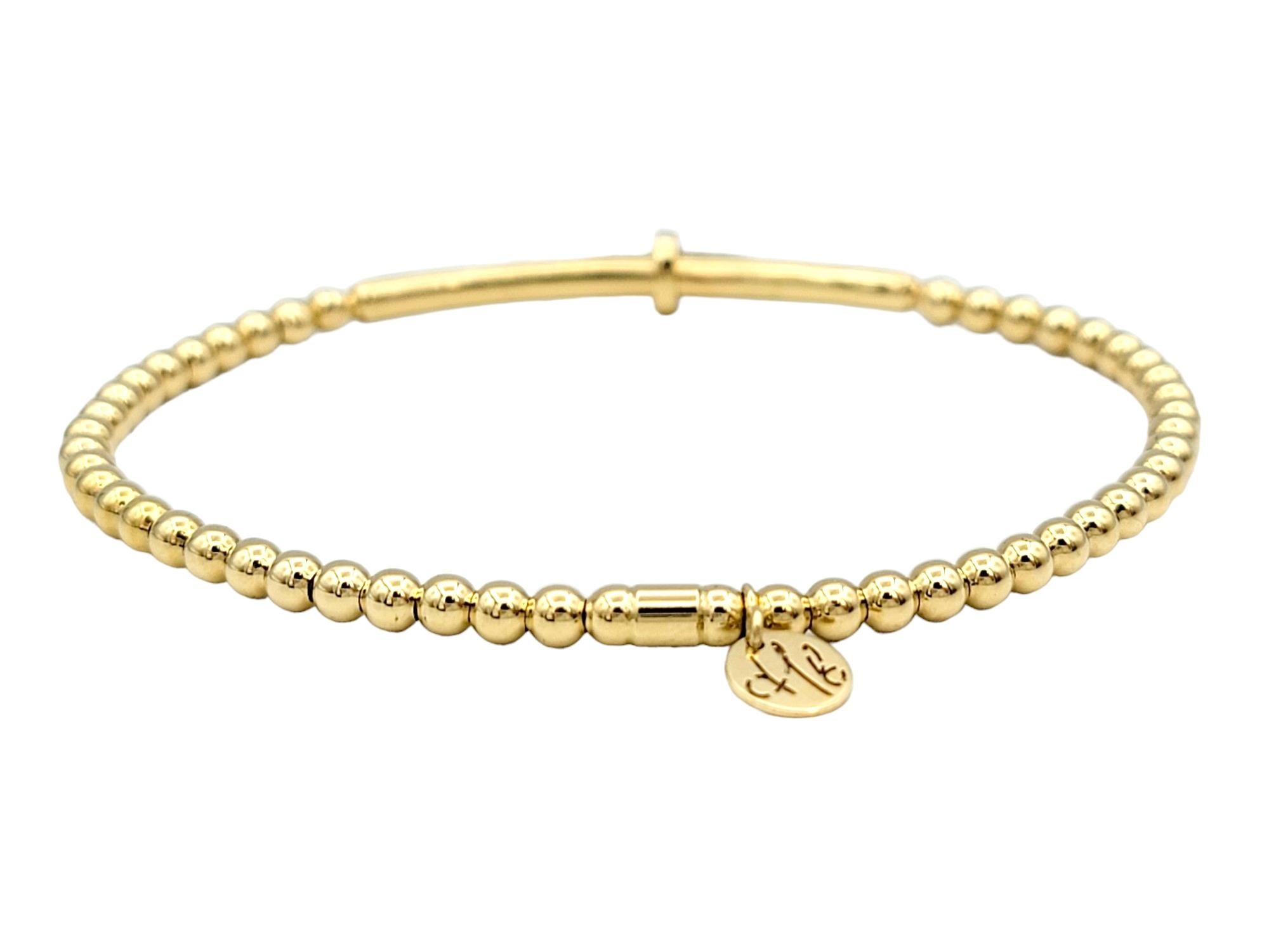 Taille ronde Hulchi Belluni Tresore Collection Bracelet extensible 3 mm en or jaune avec croix en diamants en vente