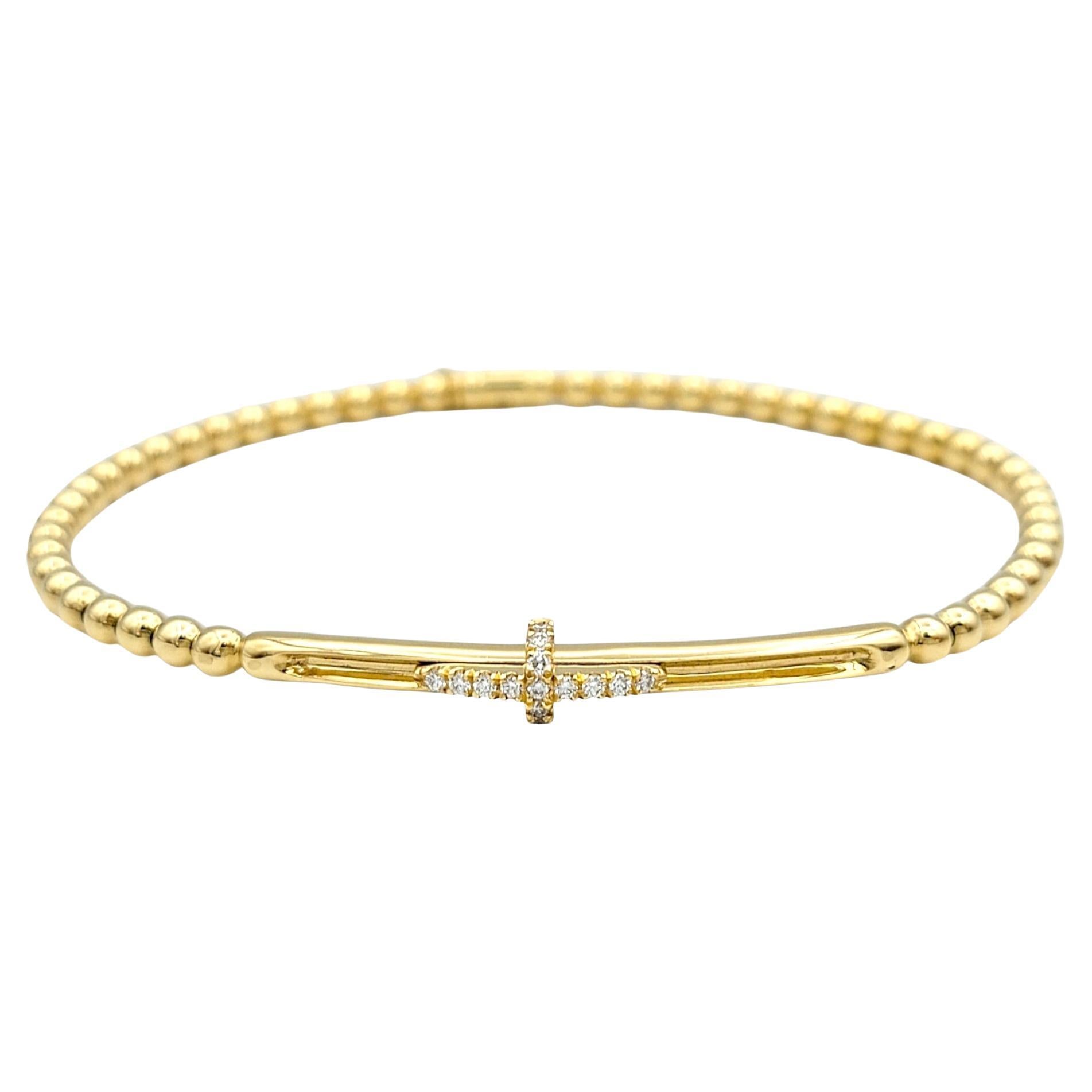 Hulchi Belluni Tresore Collection Bracelet extensible 3 mm en or jaune avec croix en diamants en vente