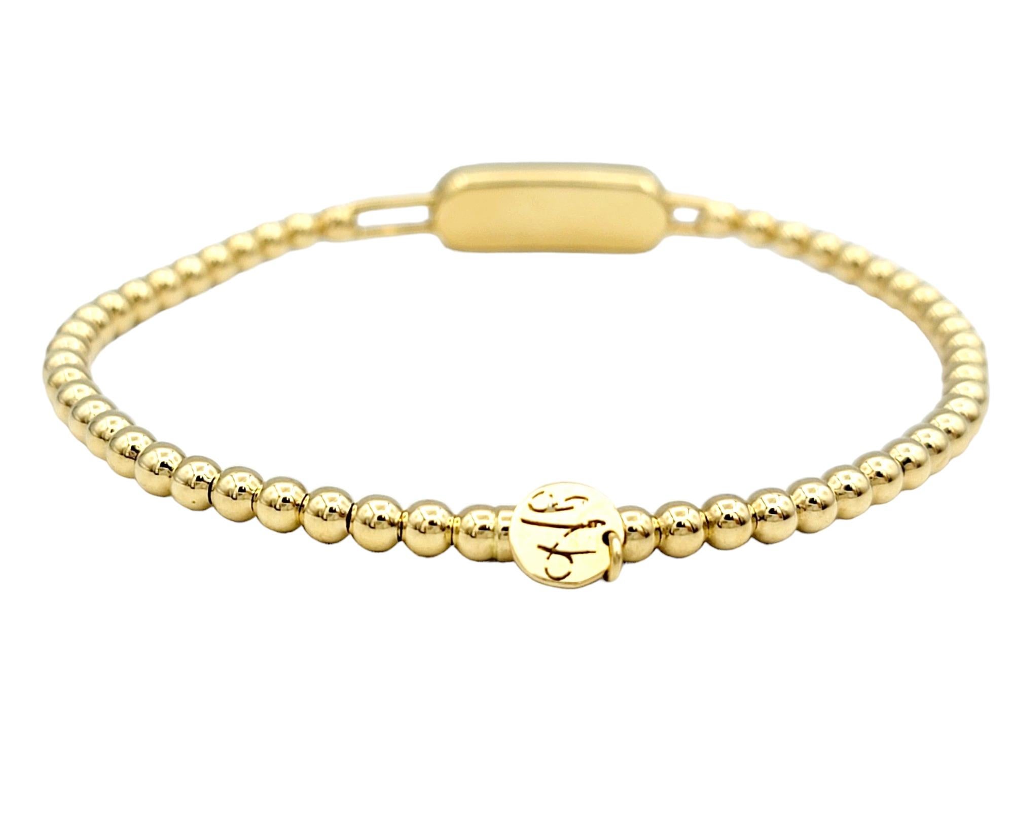 Contemporary Hulchi Belluni Tresore Collection 3mm Stretch Bracelet Yellow Gold & Diamonds  For Sale