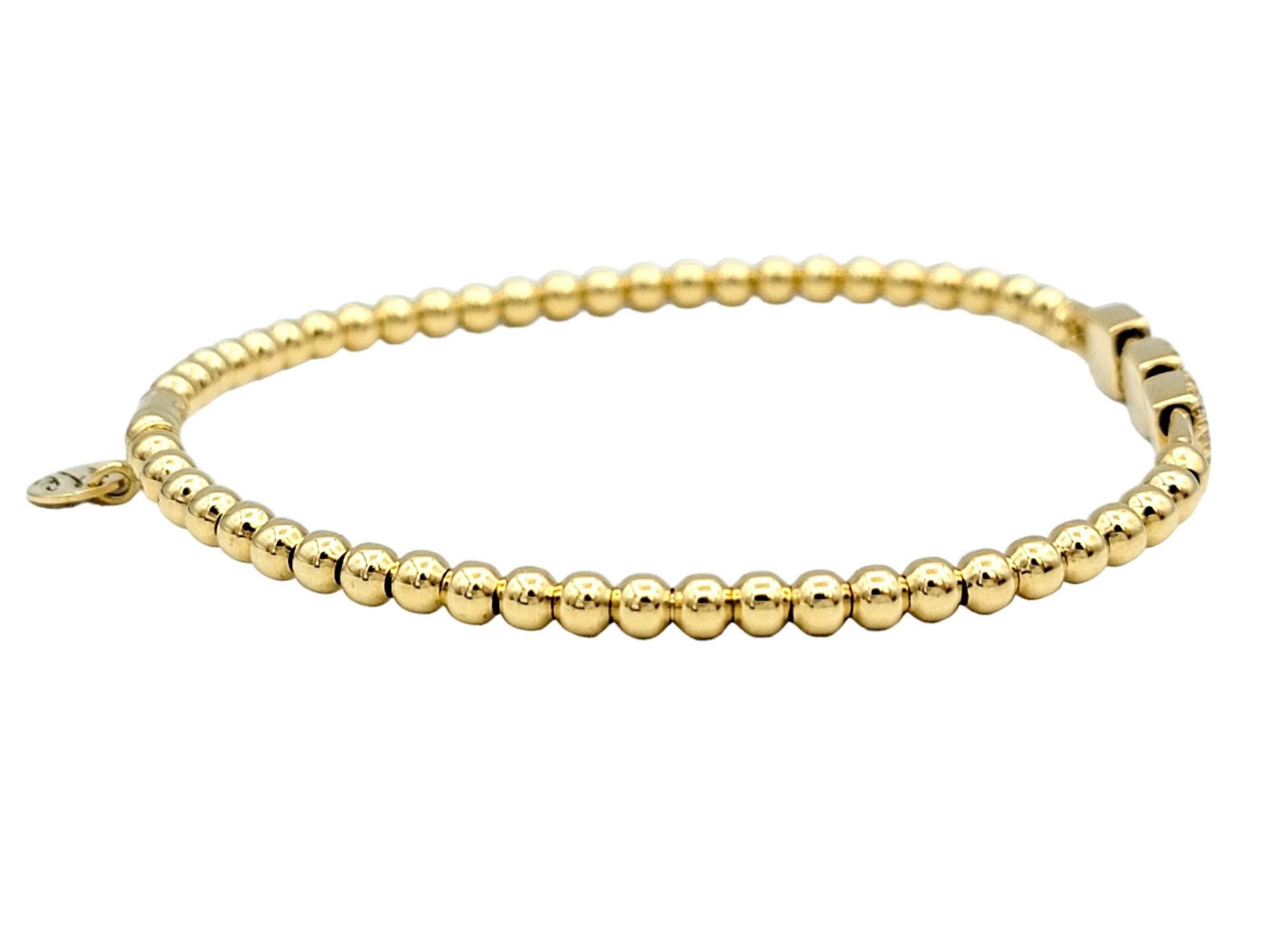 Contemporary Hulchi Belluni Tresore Collection 3mm Stretch Bracelet Yellow Gold & Diamonds  