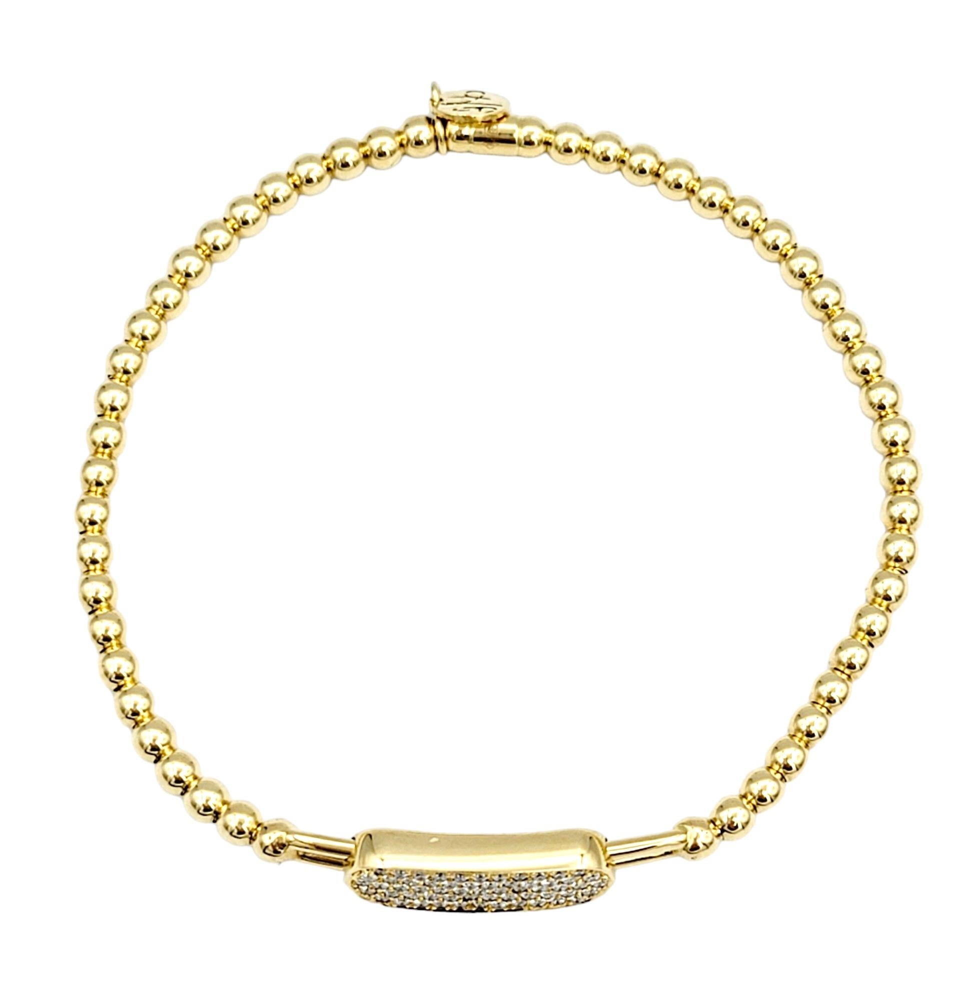 Round Cut Hulchi Belluni Tresore Collection 3mm Stretch Bracelet Yellow Gold & Diamonds  For Sale