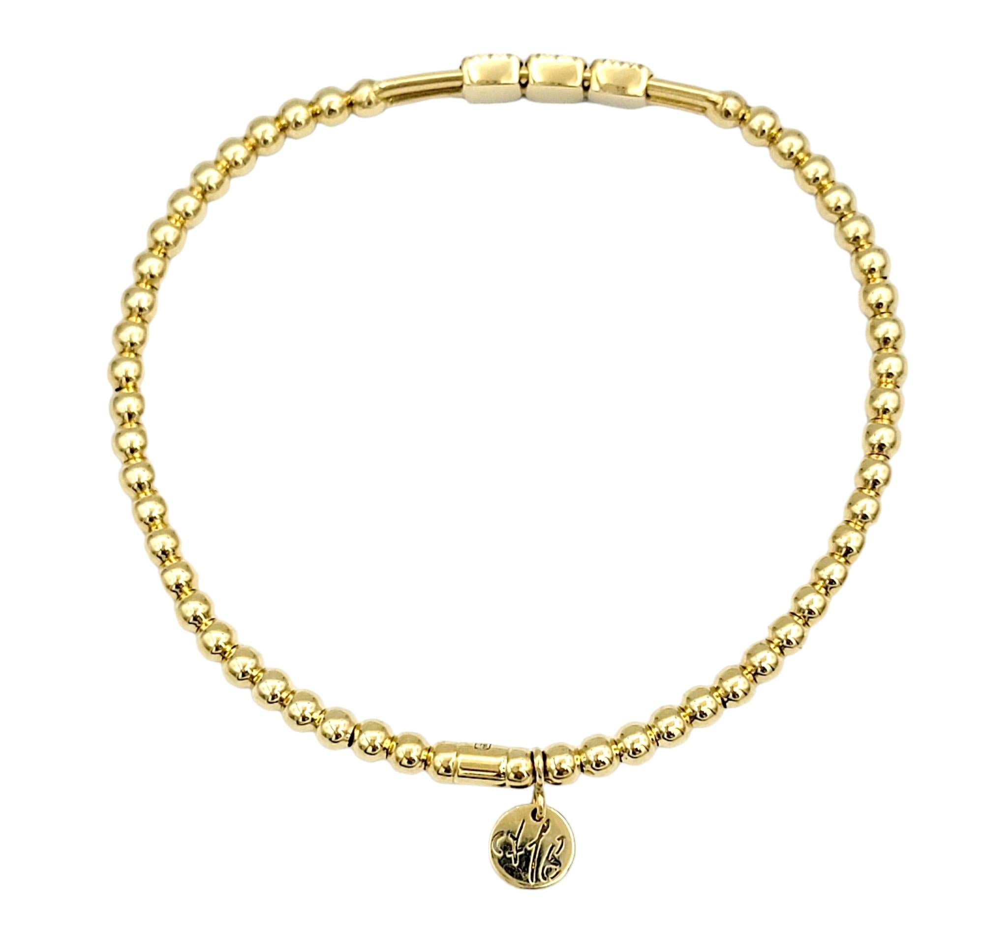 Hulchi Belluni Tresore Collection 3mm Stretch Bracelet Yellow Gold & Diamonds   In Excellent Condition In Scottsdale, AZ