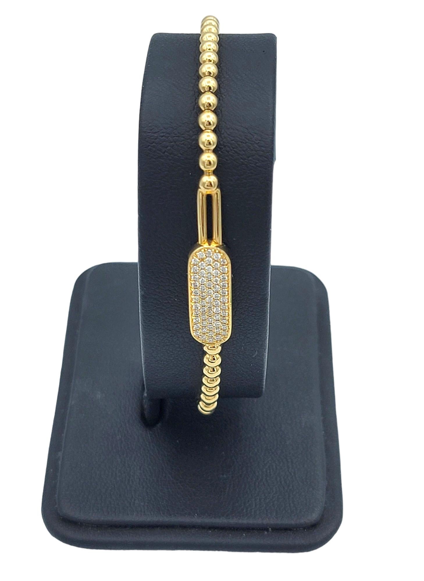 Women's Hulchi Belluni Tresore Collection 3mm Stretch Bracelet Yellow Gold & Diamonds  For Sale