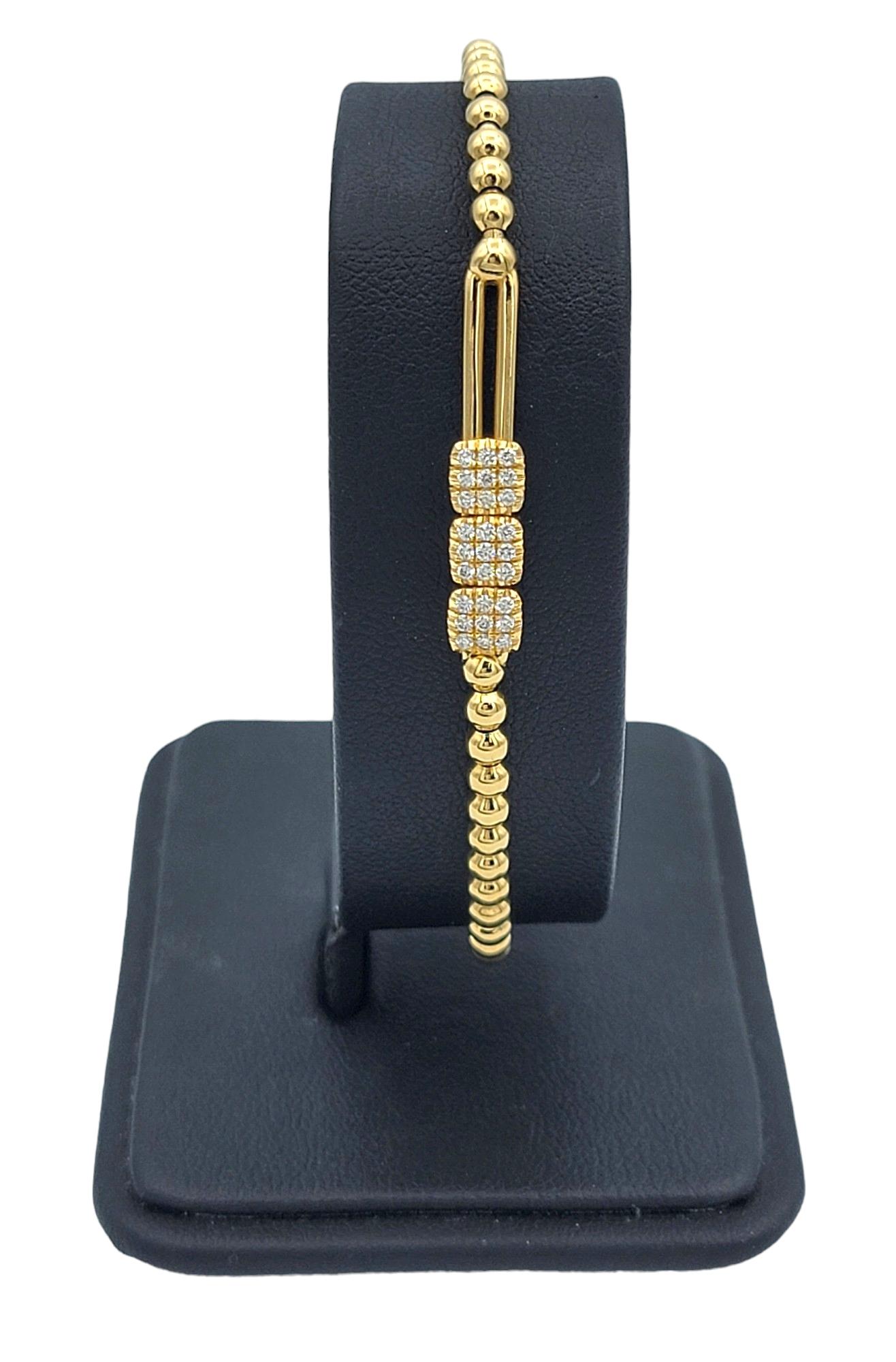 Hulchi Belluni Tresore Collection 3mm Stretch Bracelet Yellow Gold & Diamonds   1