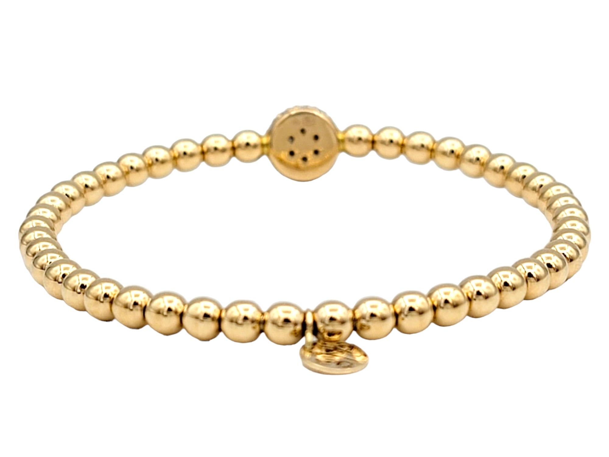 Contemporary Hulchi Belluni Tresore Collection 4mm Stretch Bracelet Rose Gold & Diamond Dome For Sale