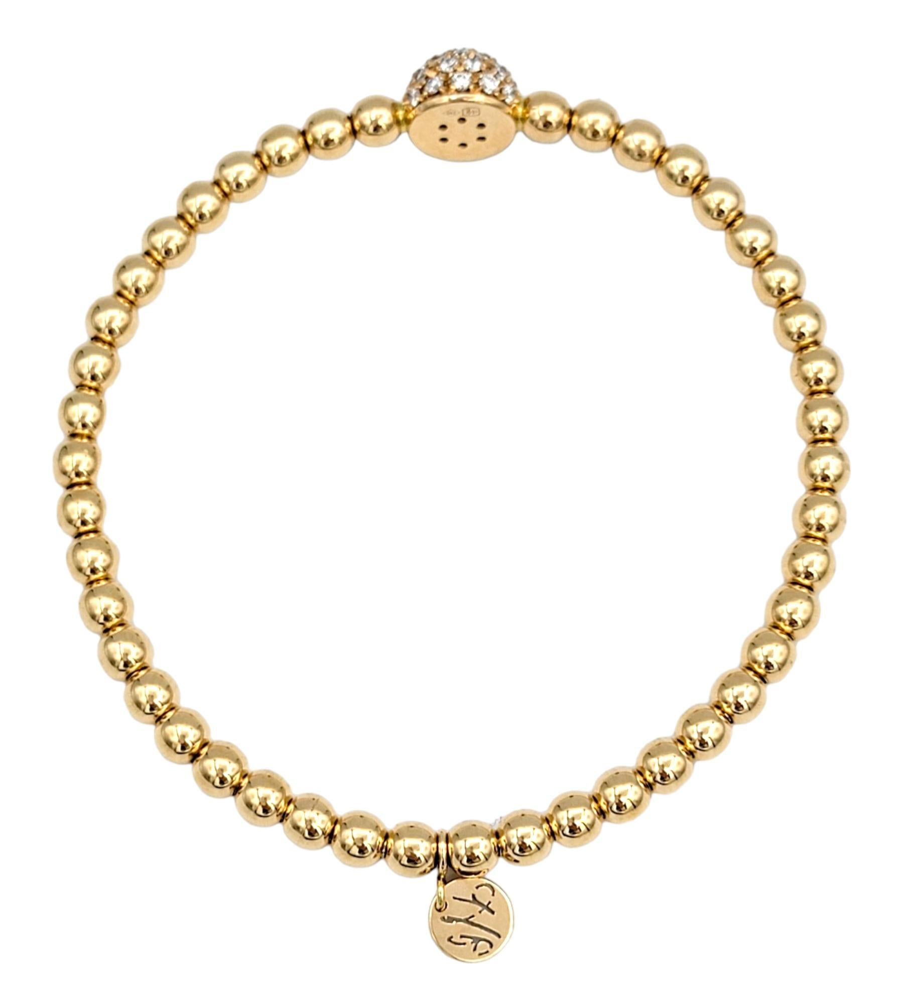 Round Cut Hulchi Belluni Tresore Collection 4mm Stretch Bracelet Rose Gold & Diamond Dome For Sale