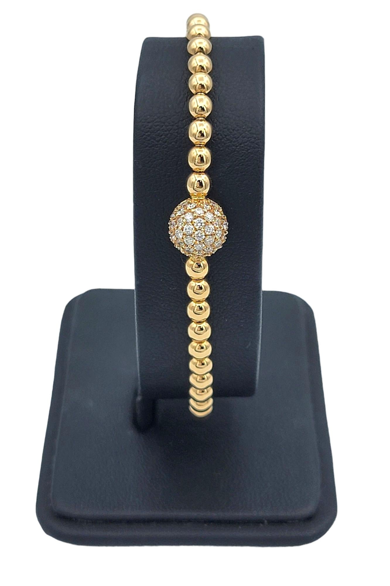 Hulchi Belluni Tresore Collection 4mm Stretch Bracelet Rose Gold & Diamond Dome For Sale 1