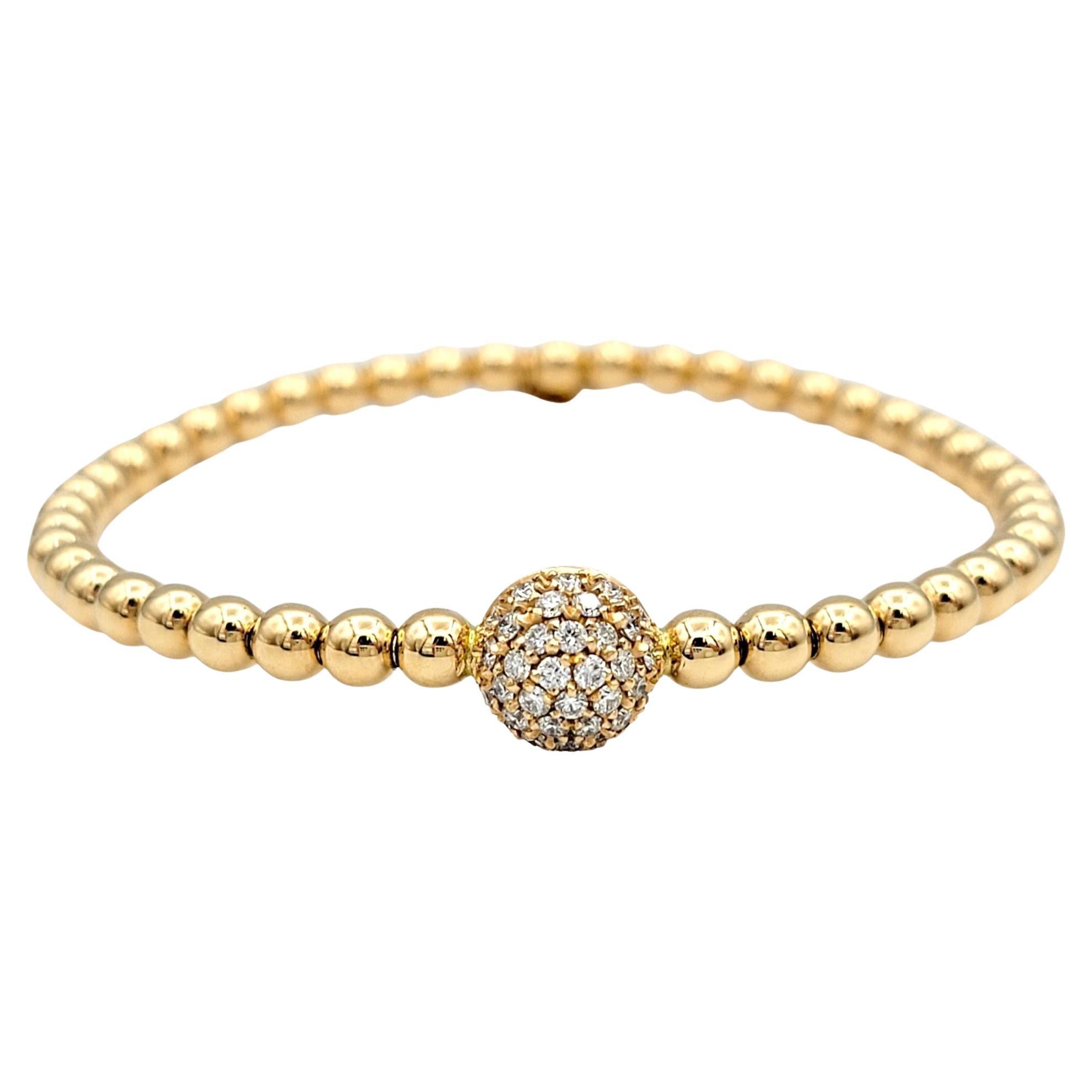 Hulchi Belluni Tresore Collection 4mm Stretch Bracelet Rose Gold & Diamond Dome For Sale