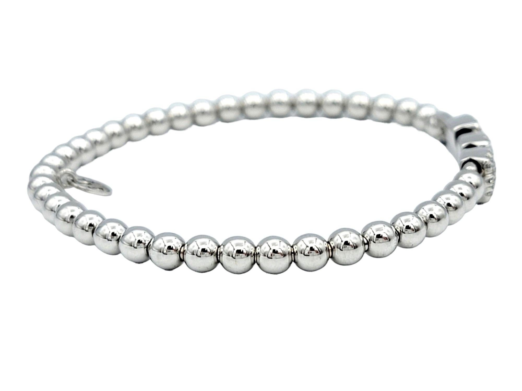 Contemporary Hulchi Belluni Tresore Collection 4mm Stretch Bracelet White Gold and Diamonds   For Sale