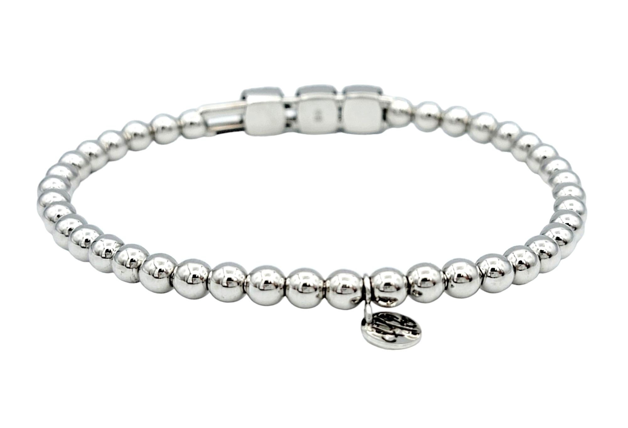 Taille ronde Hulchi Belluni Tresore Collection Bracelet extensible de 4 mm en or blanc et diamants   en vente