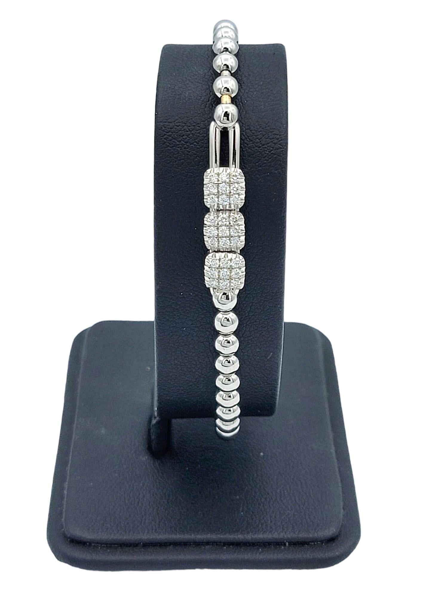 Hulchi Belluni Tresore Collection 4mm Stretch Bracelet White Gold and Diamonds   For Sale 1