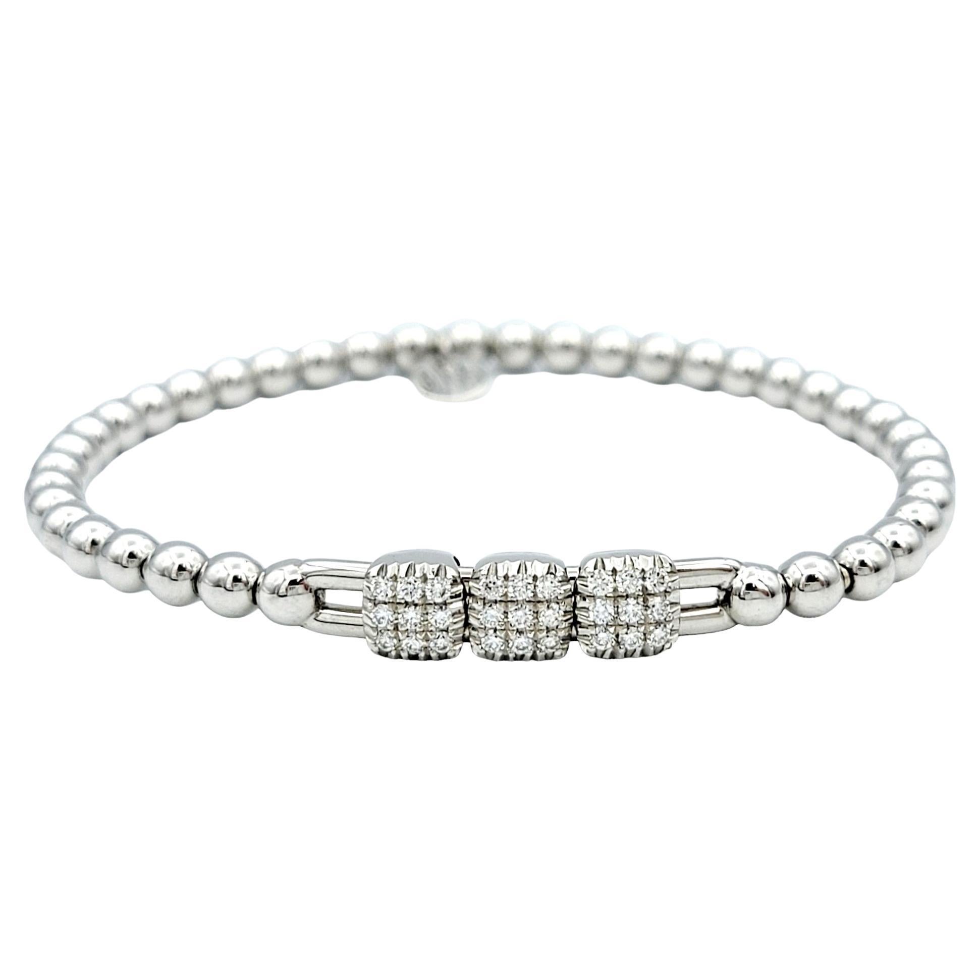 Hulchi Belluni Tresore Collection Bracelet extensible de 4 mm en or blanc et diamants  