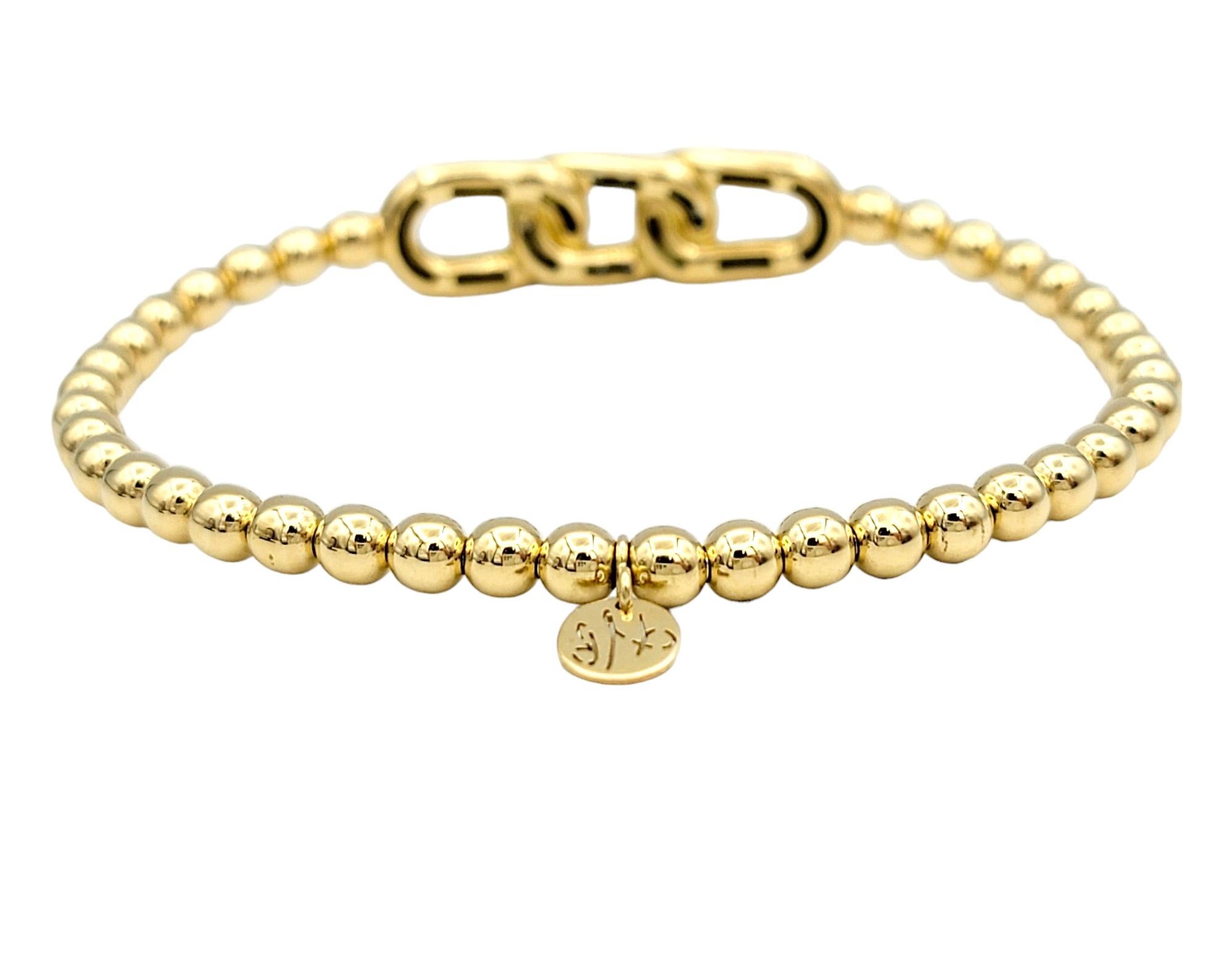 Contemporary Hulchi Belluni Tresore Collection 4mm Stretch Bracelet Yellow Gold & Diamonds For Sale