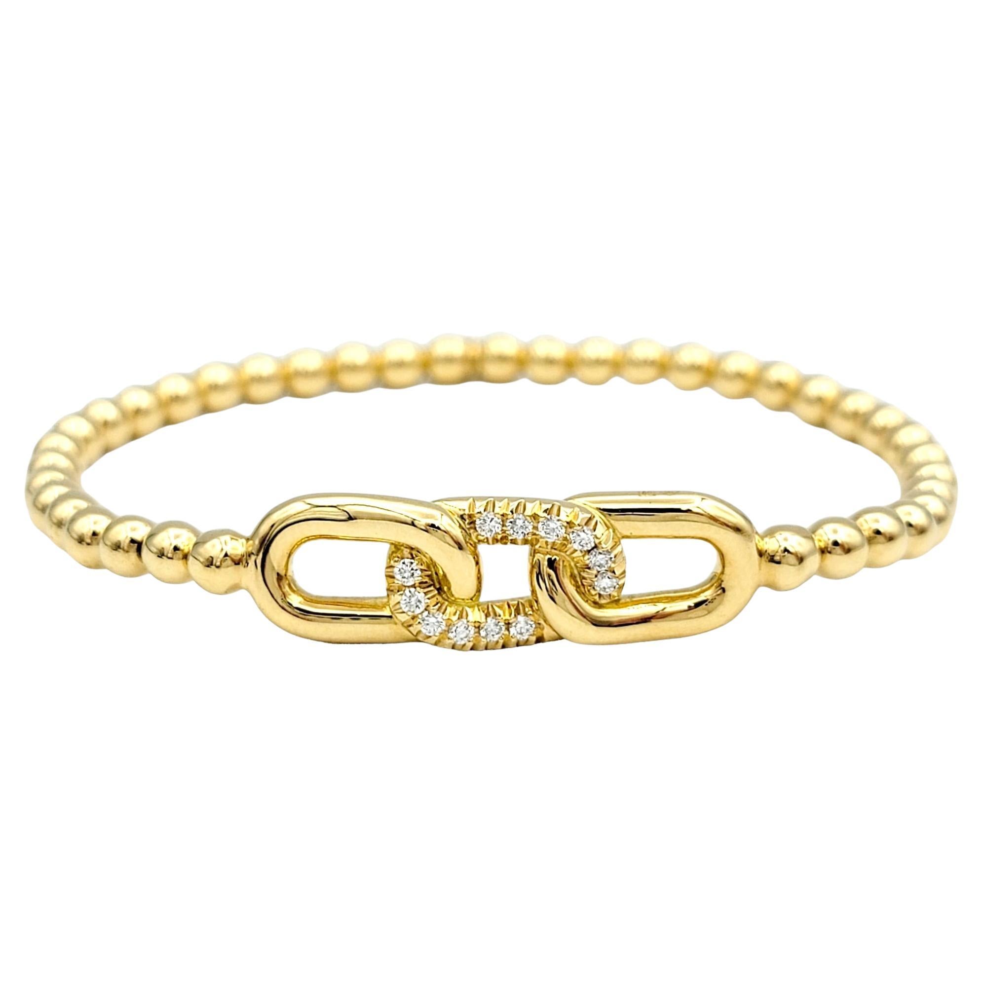 Hulchi Belluni Tresore Collection 4mm Stretch Bracelet Yellow Gold & Diamonds For Sale