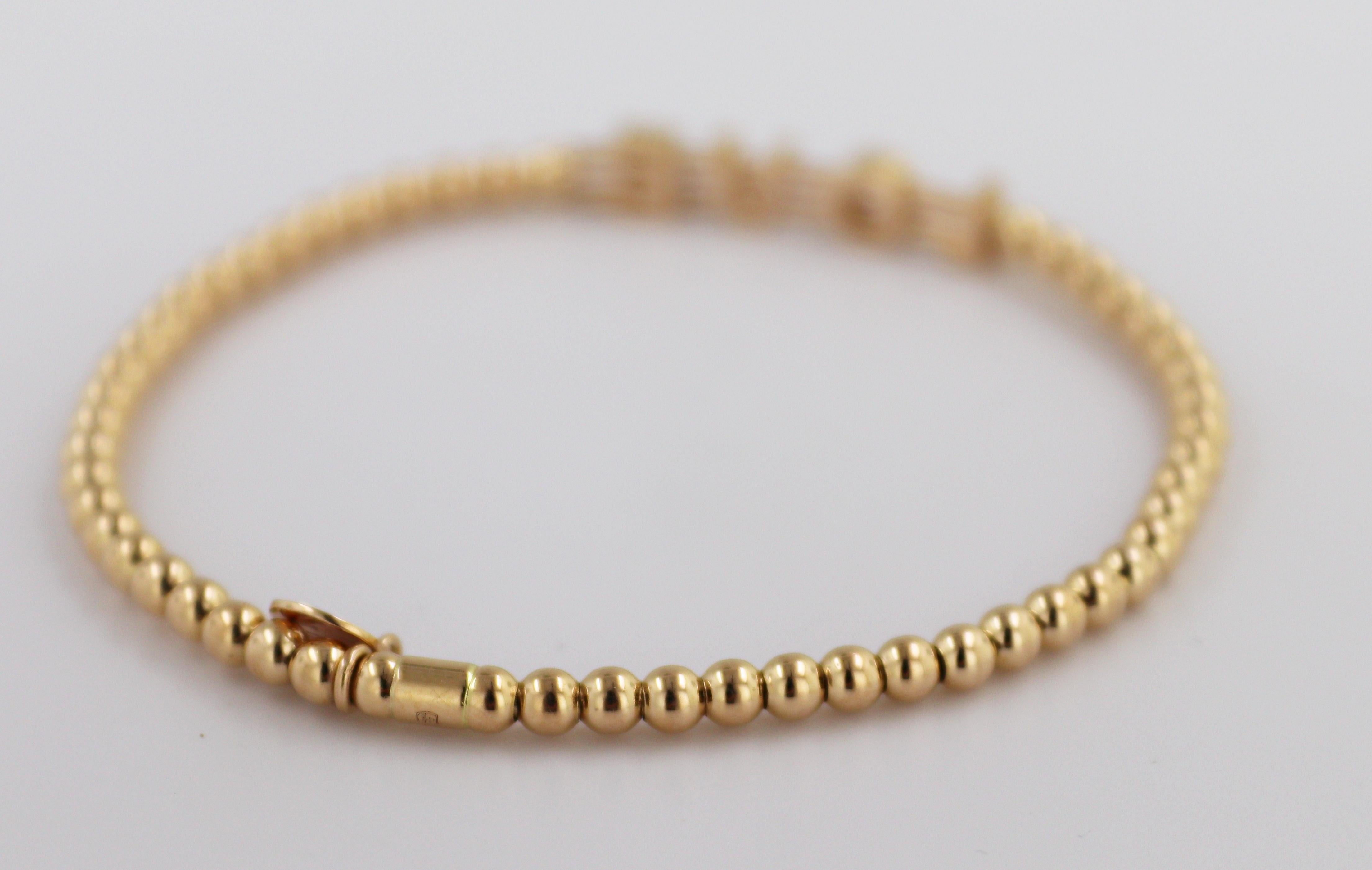Women's or Men's Hulchi Belluni Tresore Collection Diamond 18k Pink Gold Stretch Bead Bracelet For Sale