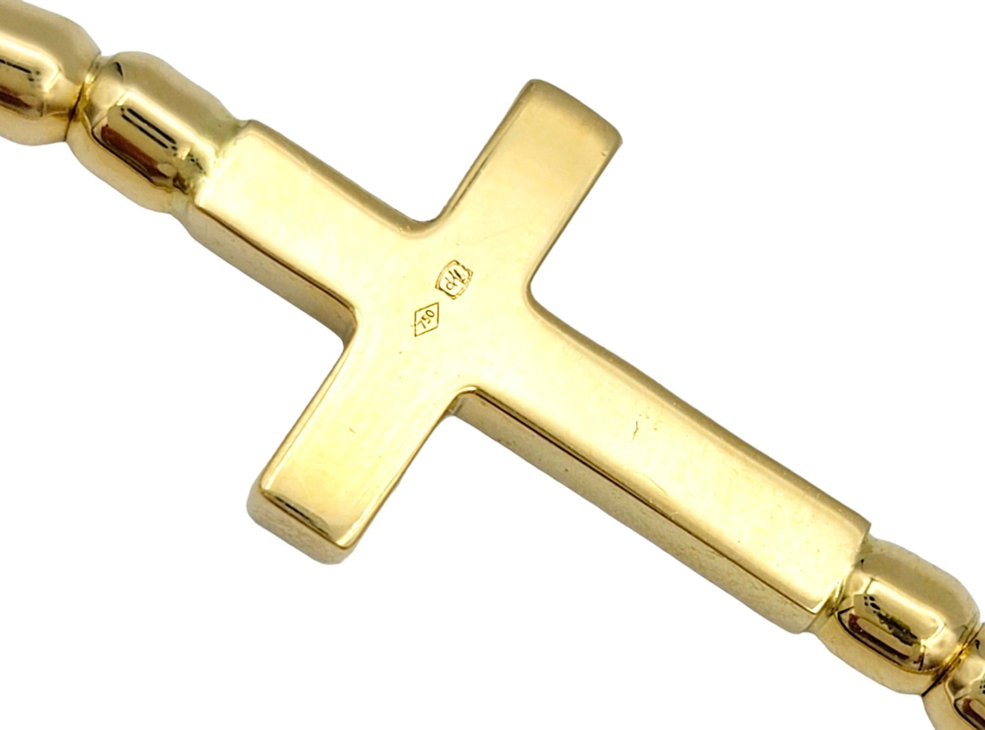 Hulchi Belluni Tresore Collection Stretch Bracelet 18K Yellow Gold Diamond Cross For Sale 2