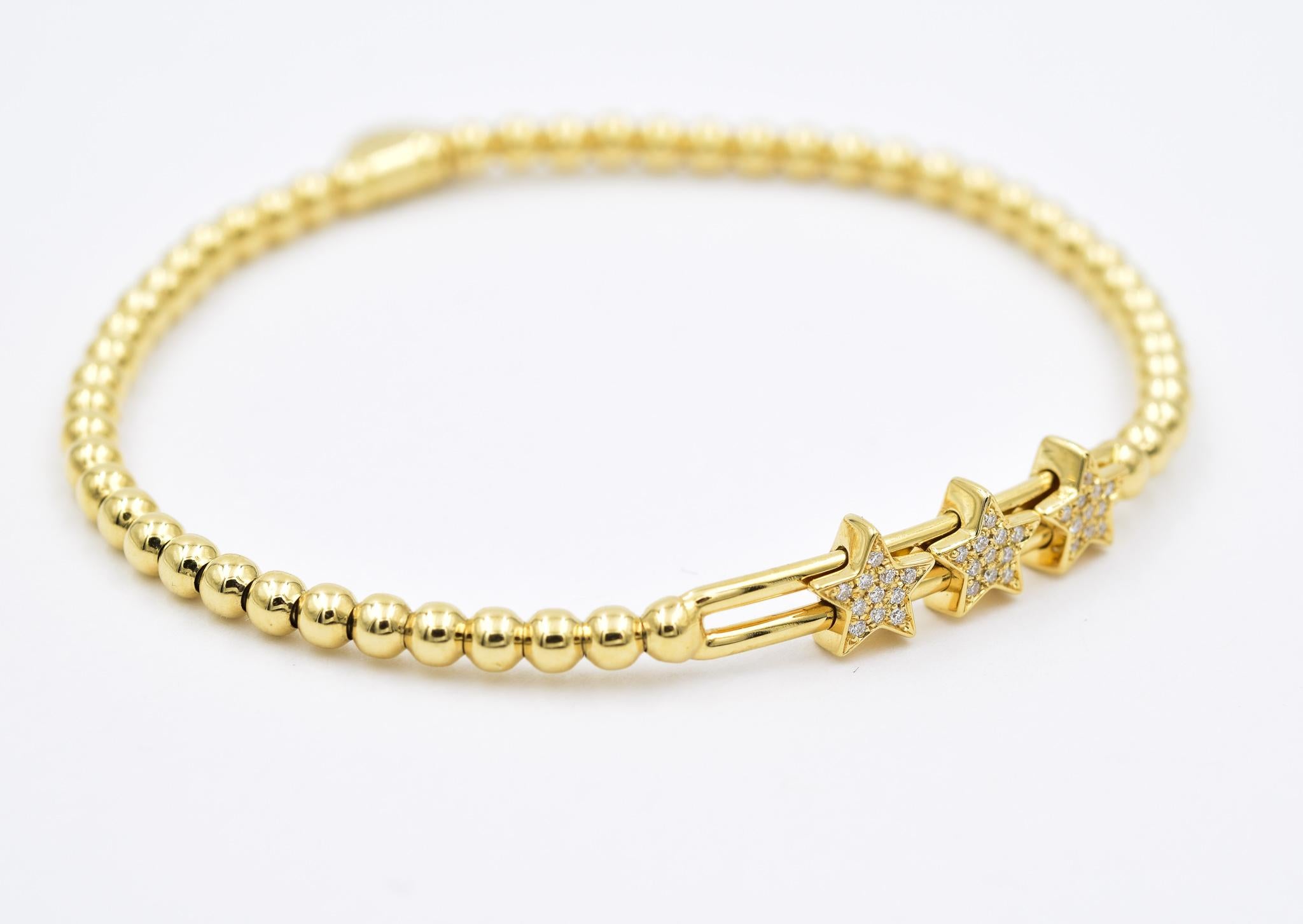 Modern Hulchi Belluni Triple Star Diamond Stretch Bracelet in 18 Karat Gold- 20383-YW