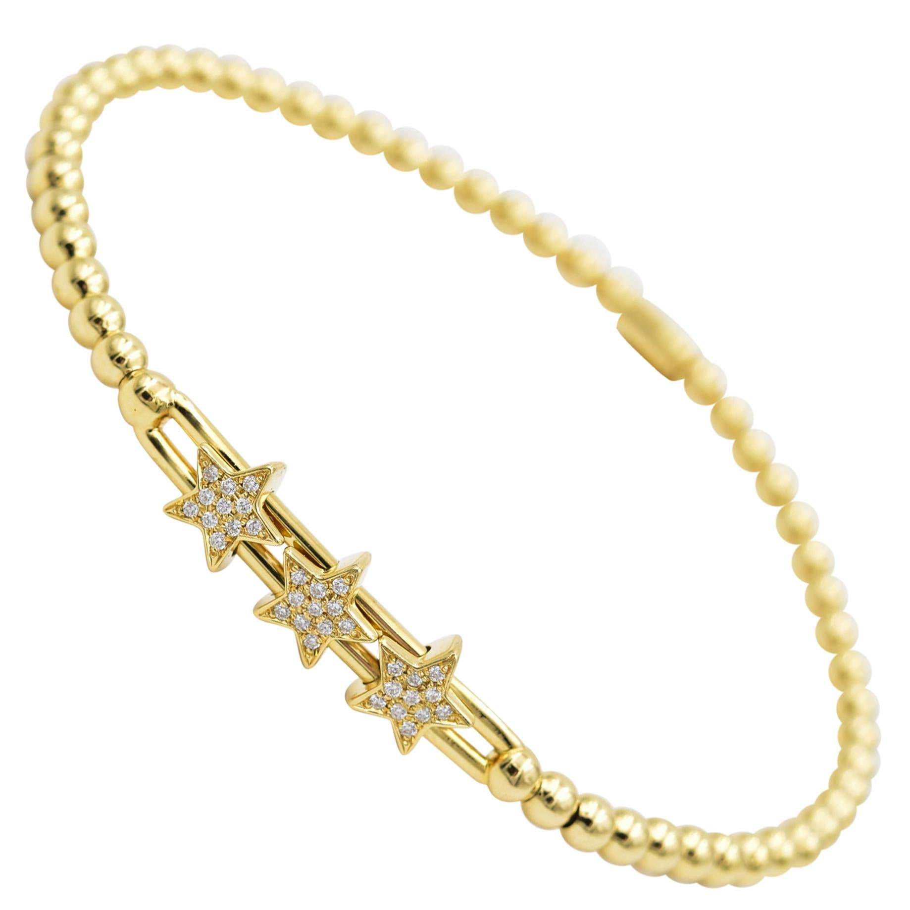 Hulchi Belluni Triple Star Diamond Stretch Bracelet in 18 Karat Gold- 20383-YW