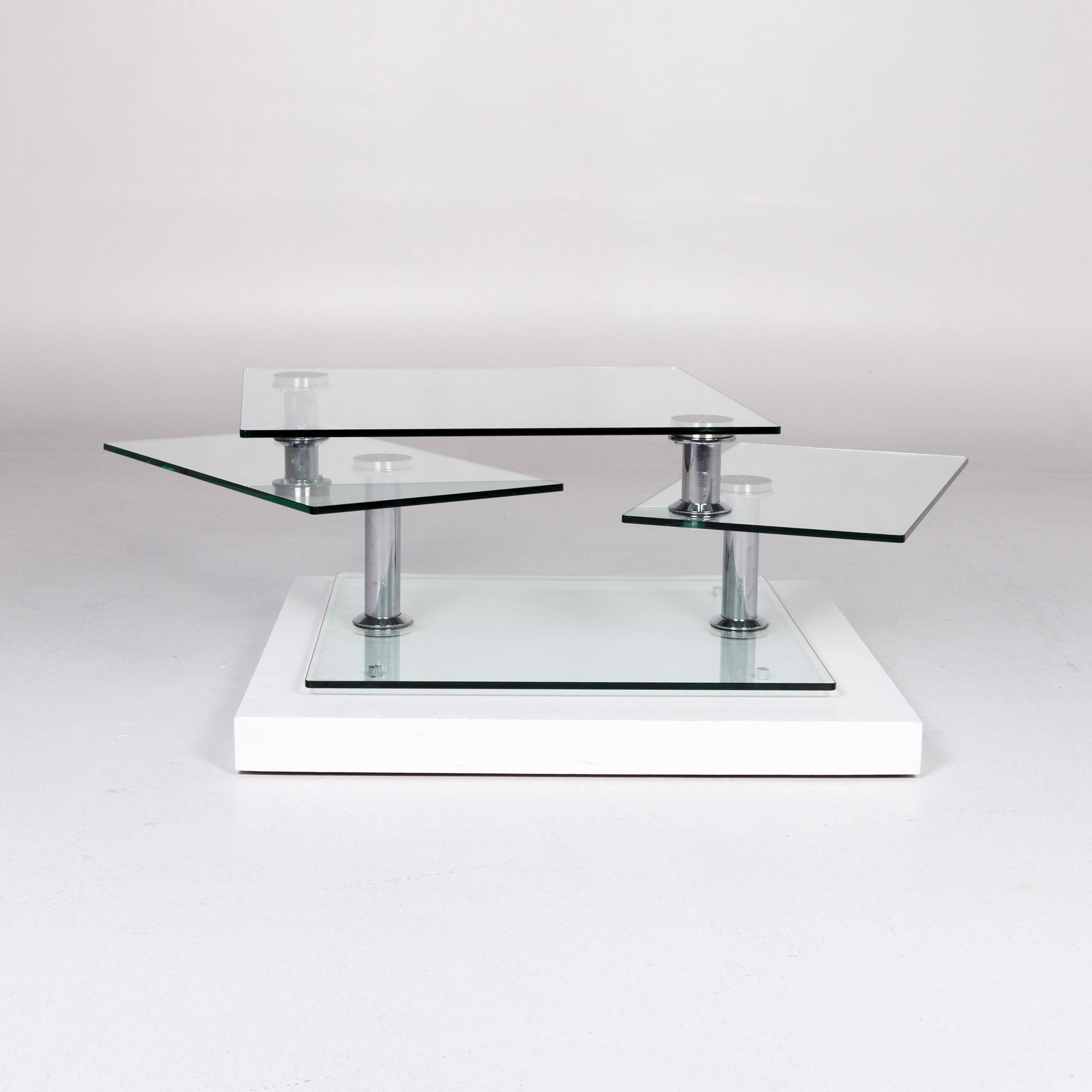 Modern Hülsta Glass Couchtisch Silber Chrome Function Tisch