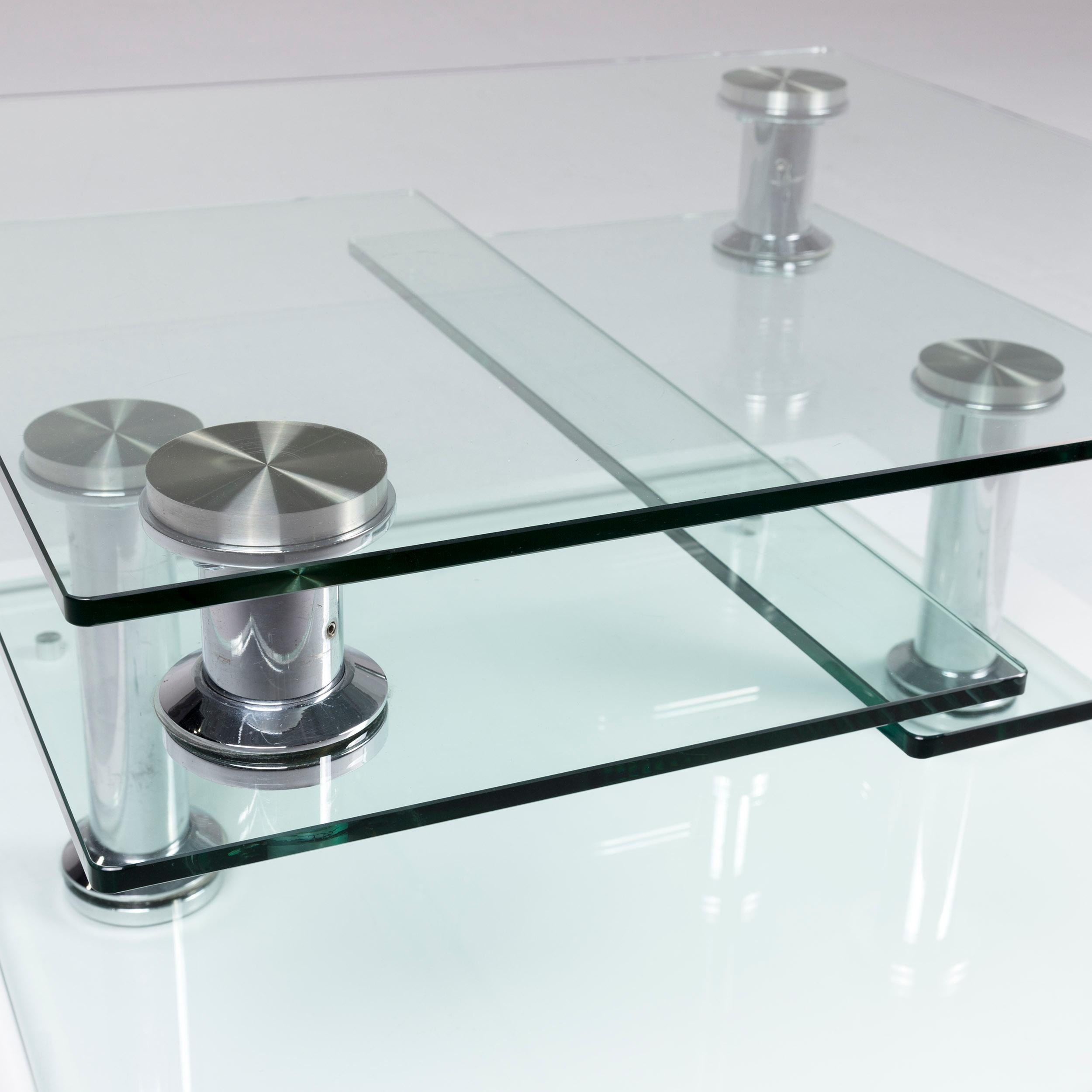 Contemporary Hülsta Glass Couchtisch Silber Chrome Function Tisch