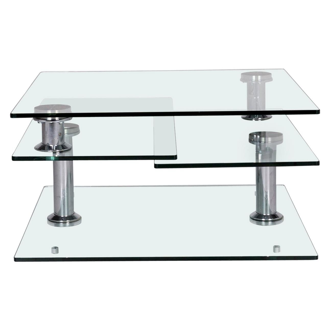 Hülsta Glass Couchtisch Silber Chrome Function Tisch