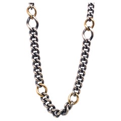 Hum 18ct Yellow Gold & Silver Curb Chain Necklace With Twist-Lock Closure