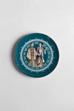 Human Being, Six Contemporary Porcelain Dessert Plates with Decorative Design
