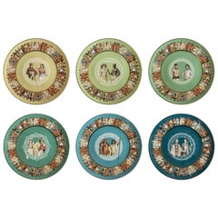 Être humain:: six assiettes plates contemporaines en porcelaine avec motif décoratif