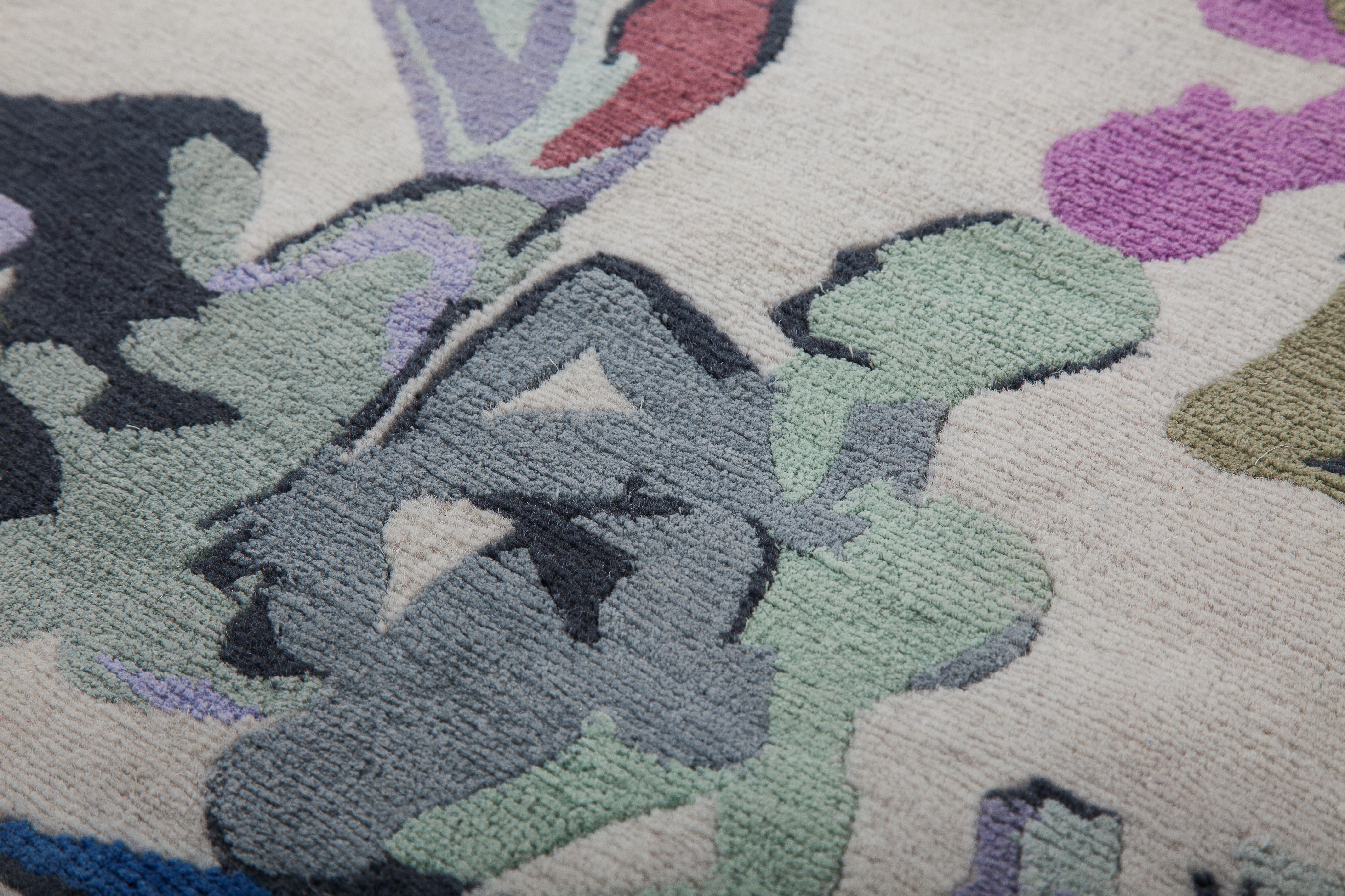 Modern Human Cirlce: Inferno carpet, Handknot in Wool, 200 Kn, Veneziano & Di Virgilio For Sale