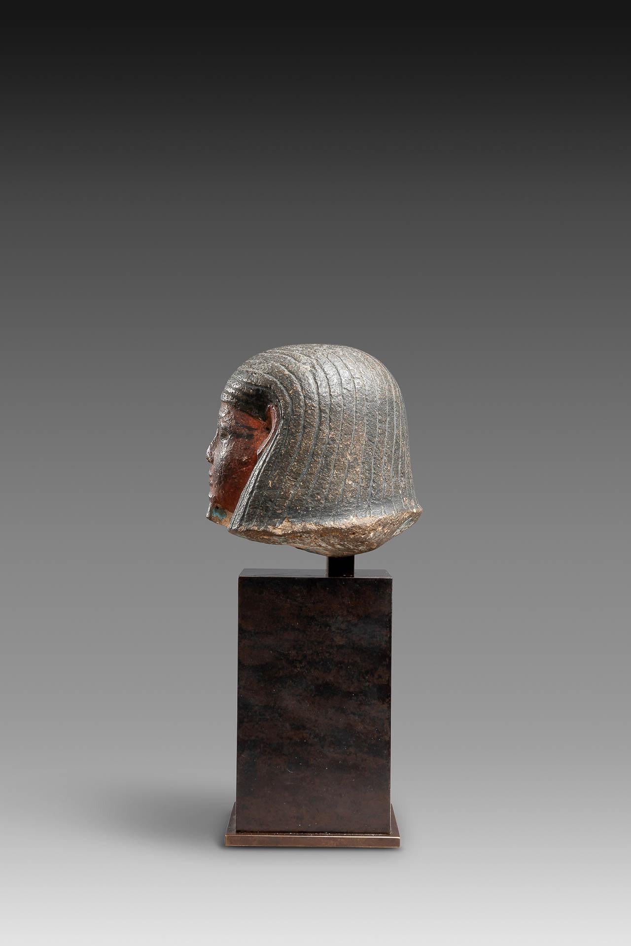 Egyptian Human-Headed Canopic Jar Lid, New Kingdom, XVIII dynasty For Sale