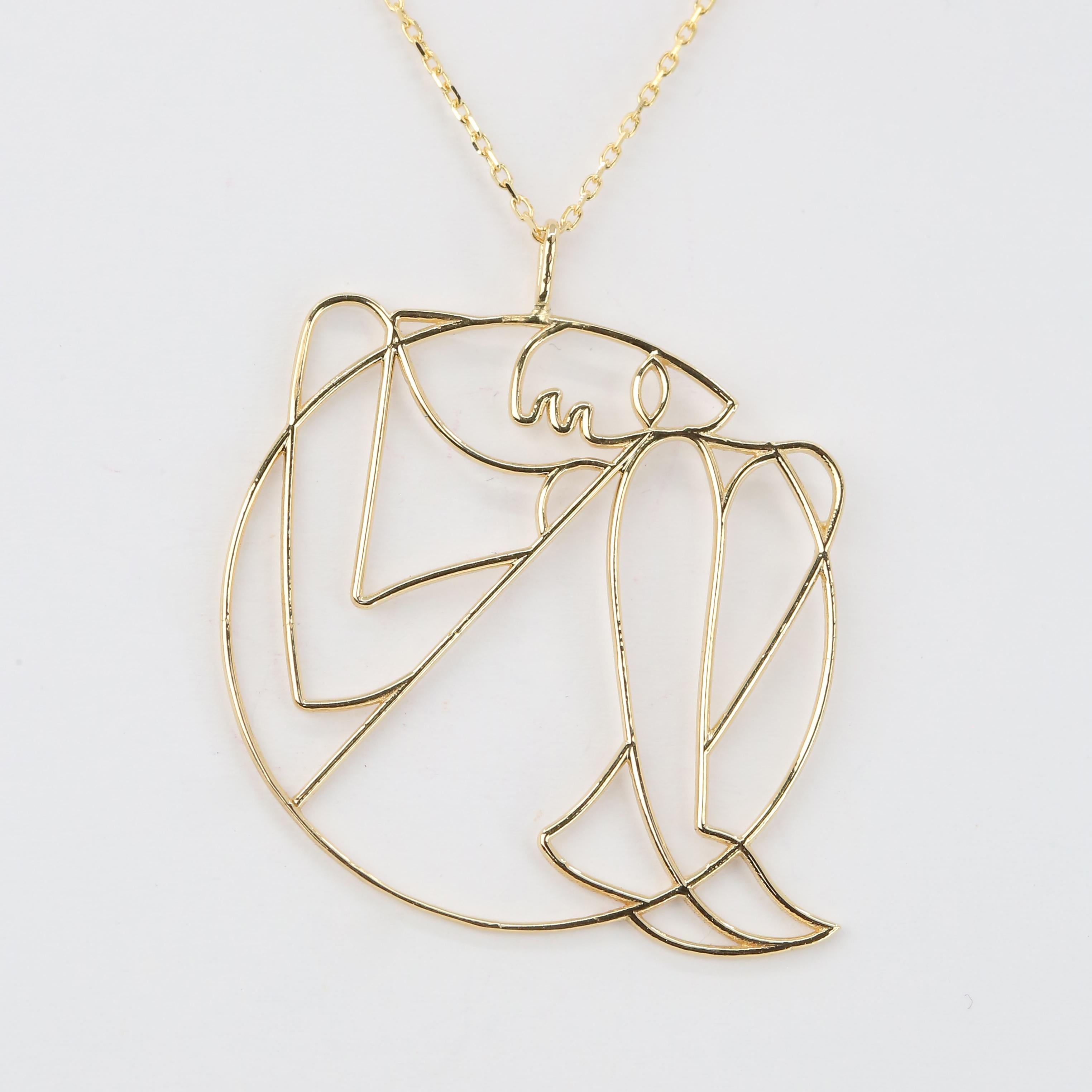 Human in the Womb in Fetal Position Necklace 14K Gold, Golden Ratio Necklace-Inspired by Leonardo Fibonacci - Professional Designer Necklace created by hands from every parts and every details.

This product was made with quality materials and