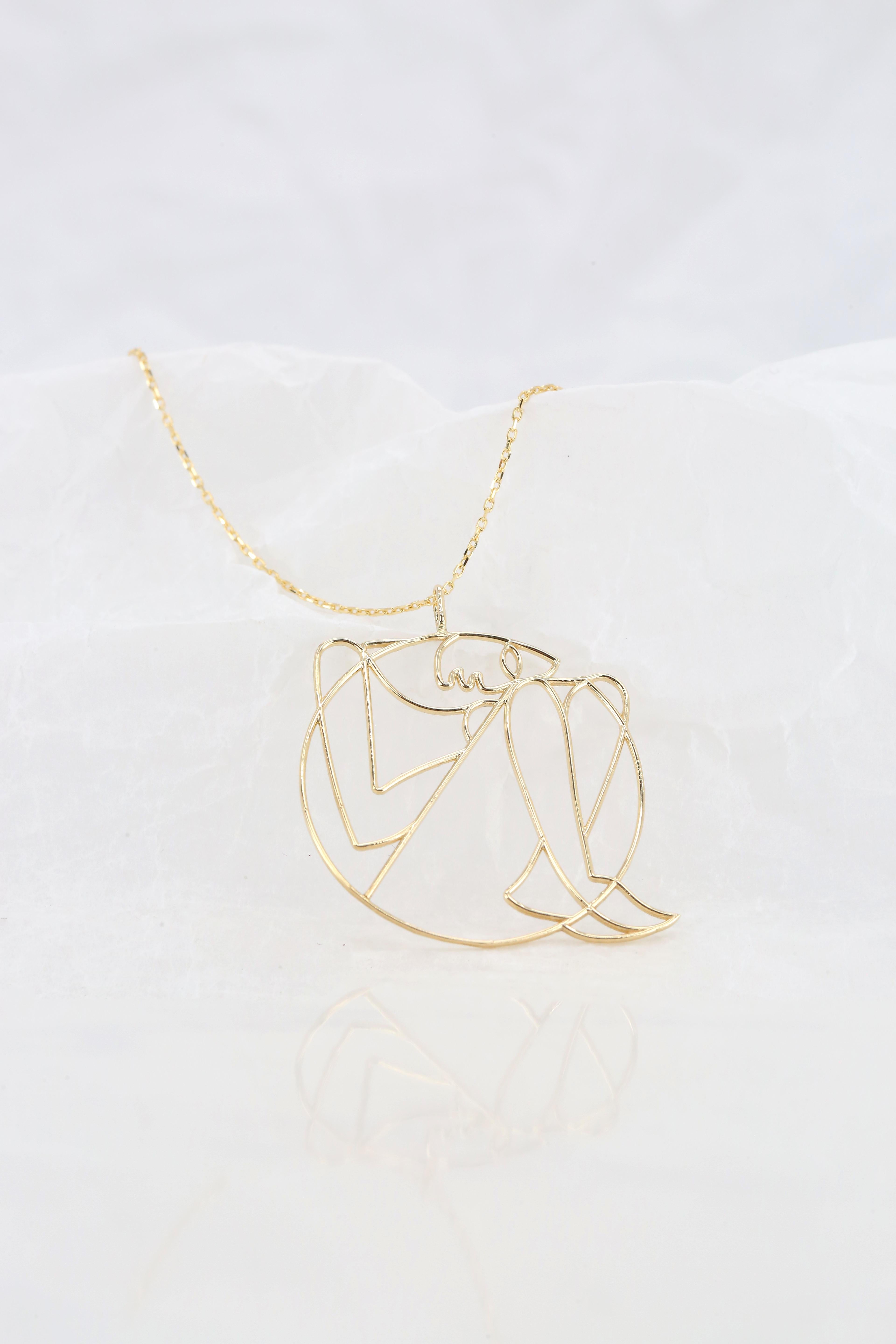 Human in the Womb in Fetal Position Halskette 14K Gold, Goldene Ratio Halskette im Angebot 1