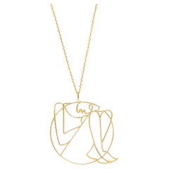 Human in the Womb in Fetal Position Halskette 14K Gold, Goldene Ratio Halskette