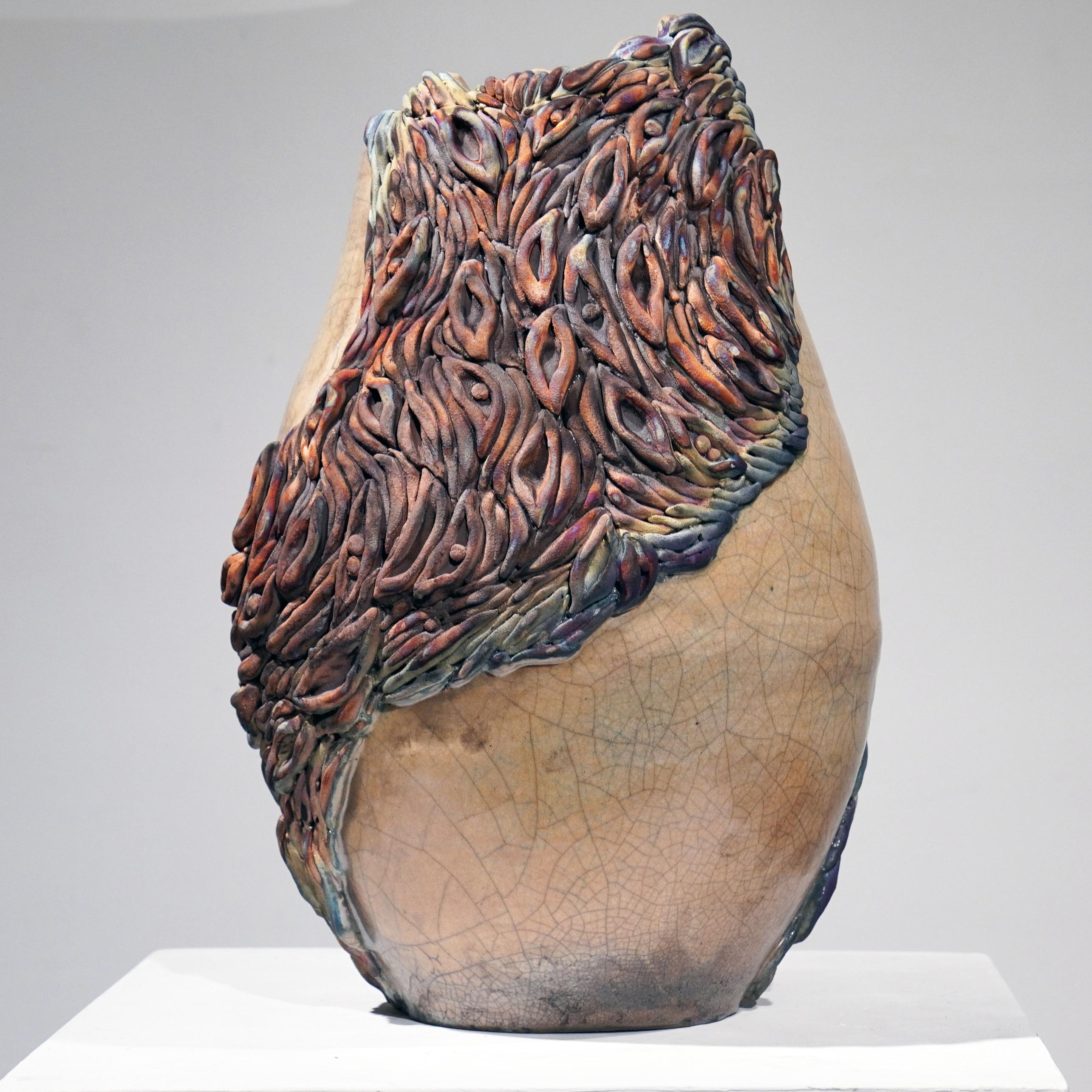 Malaysian Human - life magnified collection raku ceramic pottery sculpture by Adil Ghani