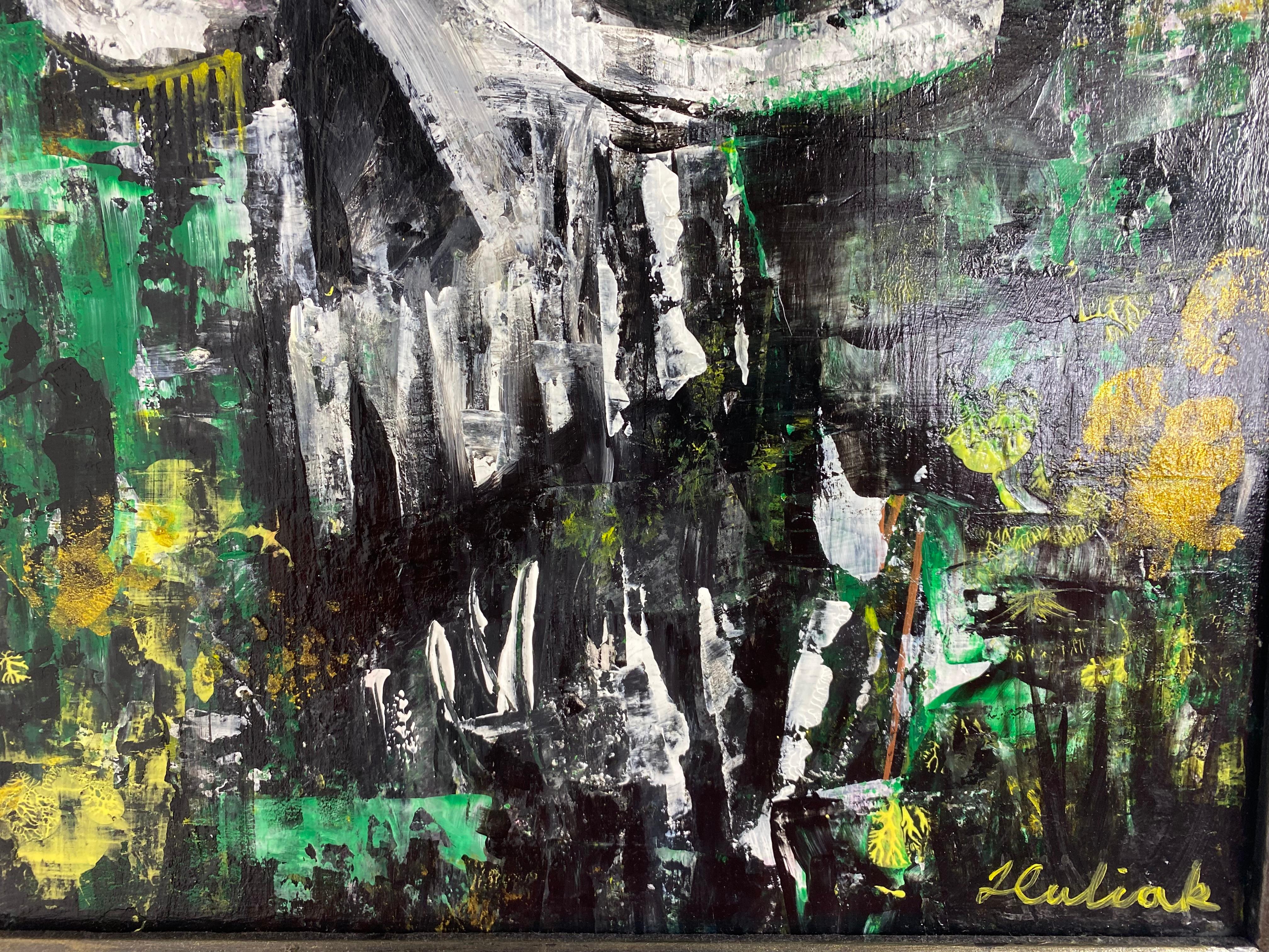 Acrylic Human Skull in the Forest by Juraj Huliak For Sale