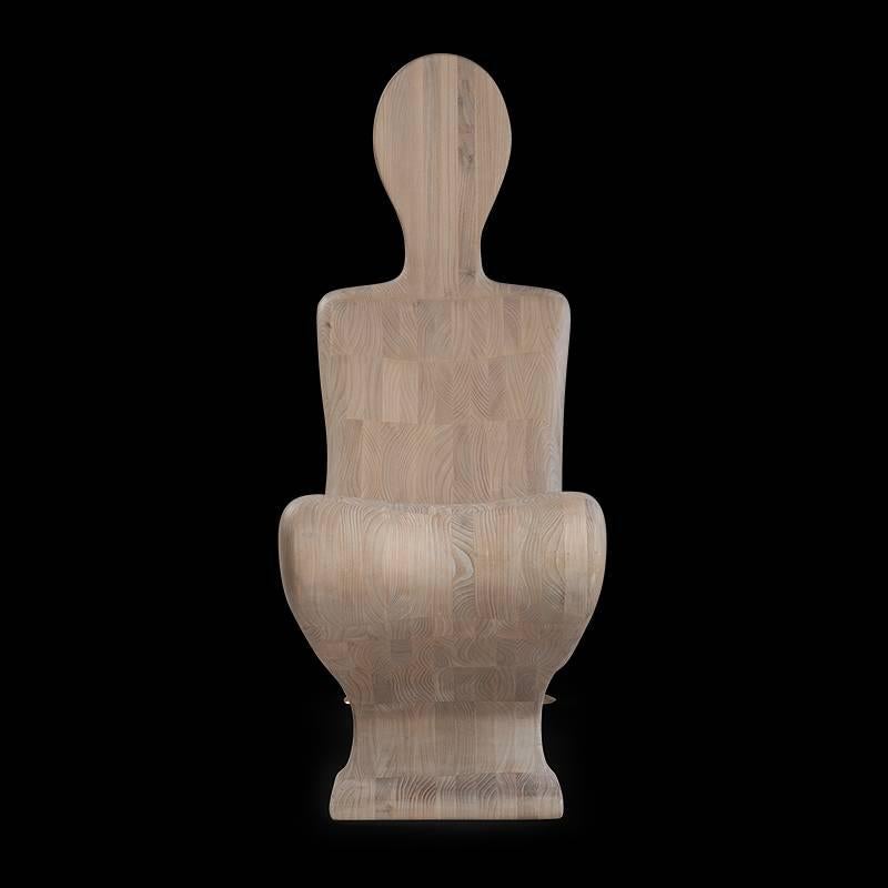 Human Wood Chair in Solid Natural Wood In Excellent Condition For Sale In Paris, FR