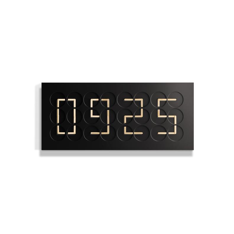 ClockClock 24 Black with Golden Hands - Sculpture by Humans Since 1982