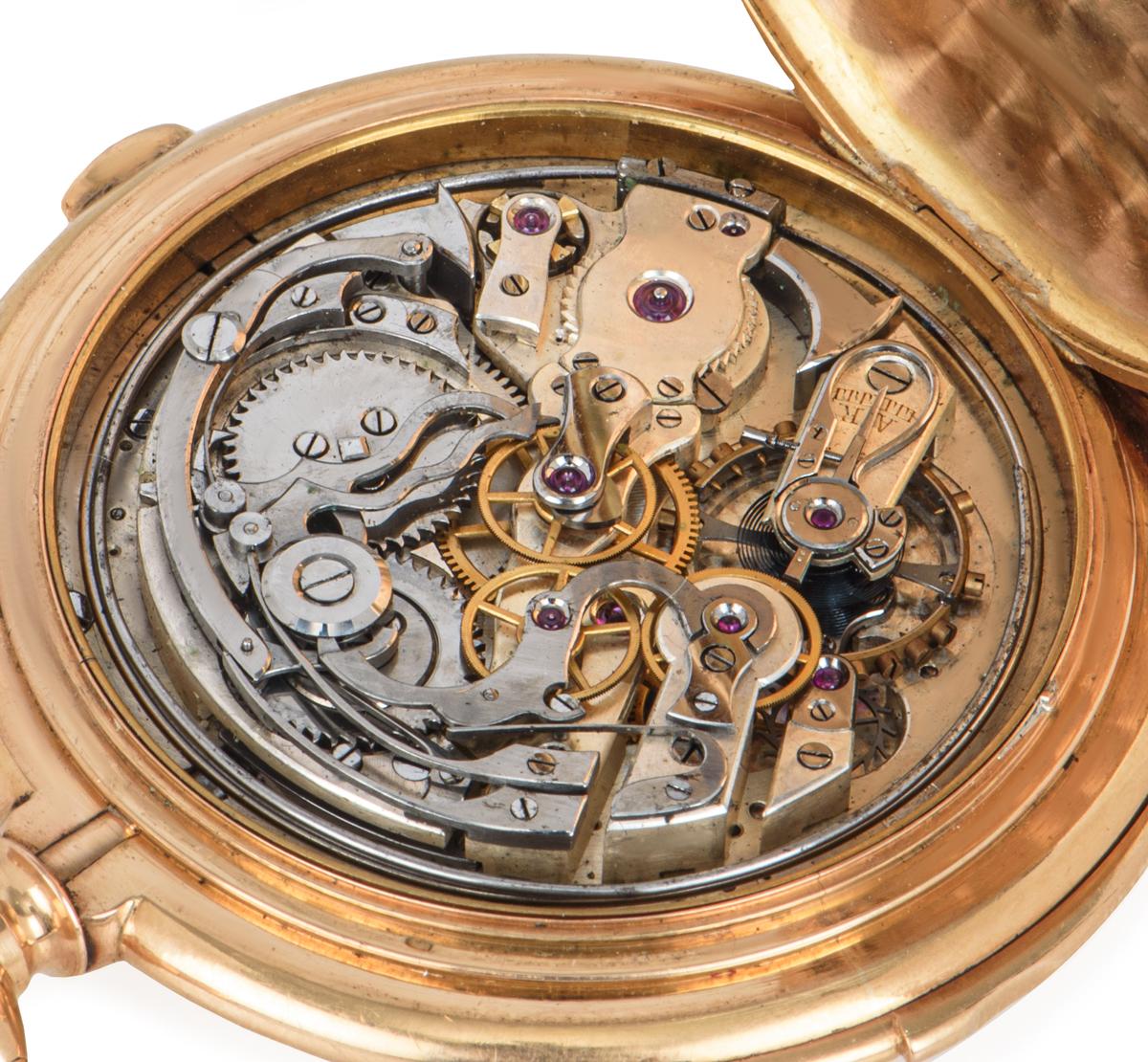 Humbert Ramuz & Co Nos Full Hunter Minute Repeater Chrono Taschenuhr aus Roségold im Zustand „Hervorragend“ in Mayfair, London, London