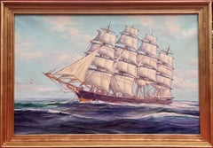 Humberto da Silva Fernandes (1937-2005) Barco clíper Enorme Pintura al óleo sobre lienzo
