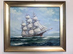 Humberto da Silva Fernandes (1937-2005) Sailing Ship Oil Painting on Canvas