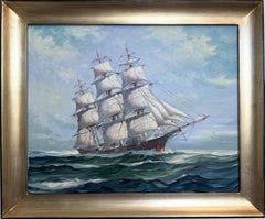 Humberto da Silva Fernandes (1937-2005) Sailing Ship Oil Painting on Canvas