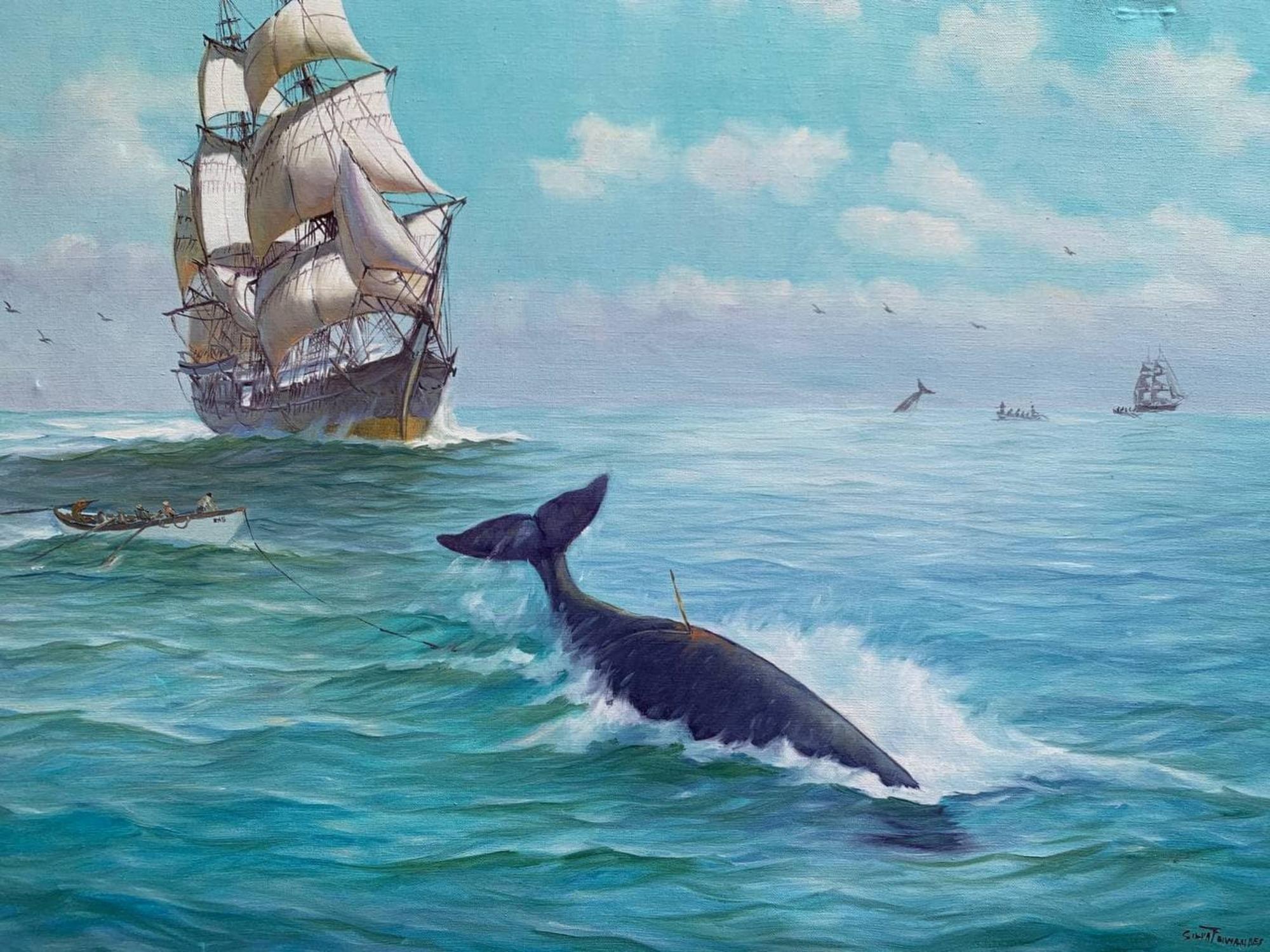 Humberto da Silva Fernandes (1937-2005) Klappschiff Großes Ölgemälde auf Leinwand im Angebot 1
