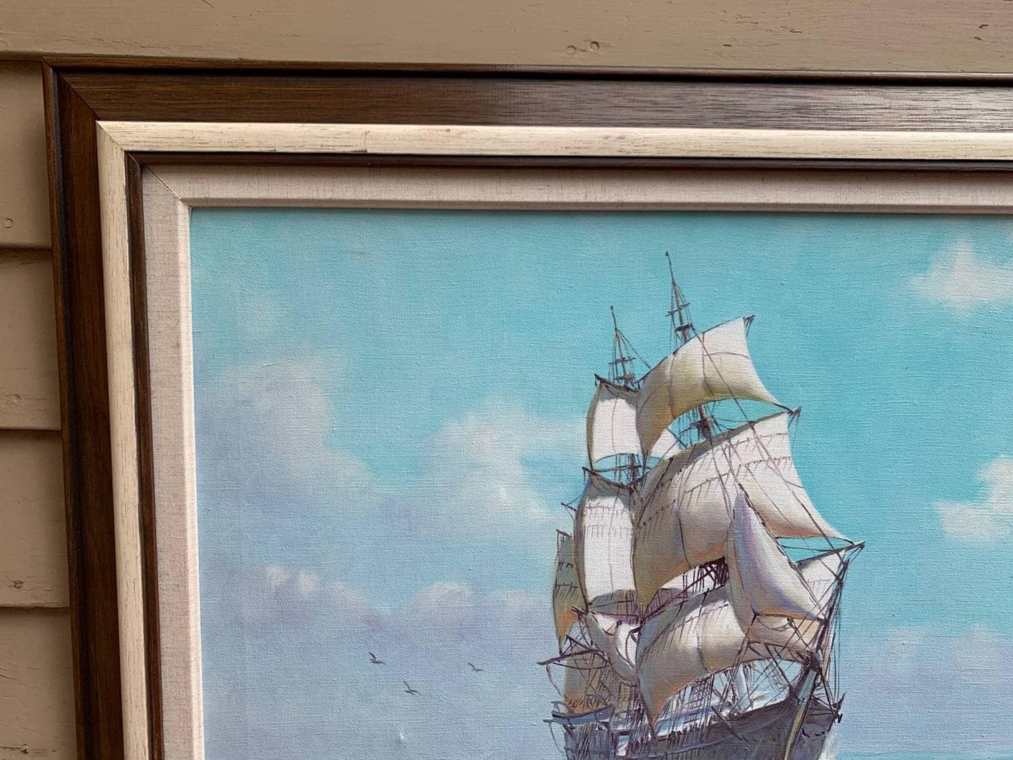 Humberto da Silva Fernandes (1937-2005) Klappschiff Großes Ölgemälde auf Leinwand im Angebot 4