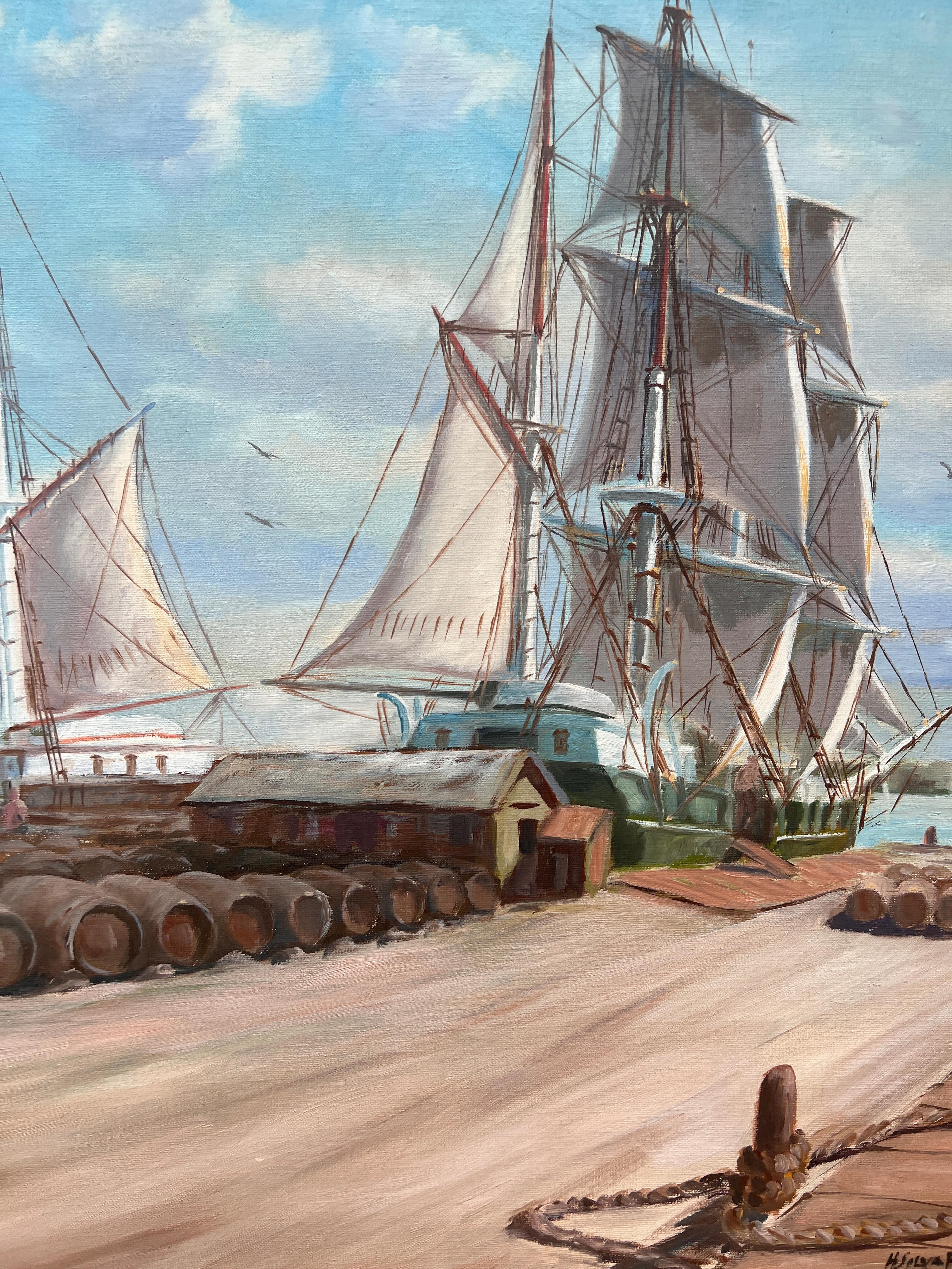 Humberto da Silva Fernandes(1937-2005) Clipper Ship Oil Painting on Canvas For Sale 1