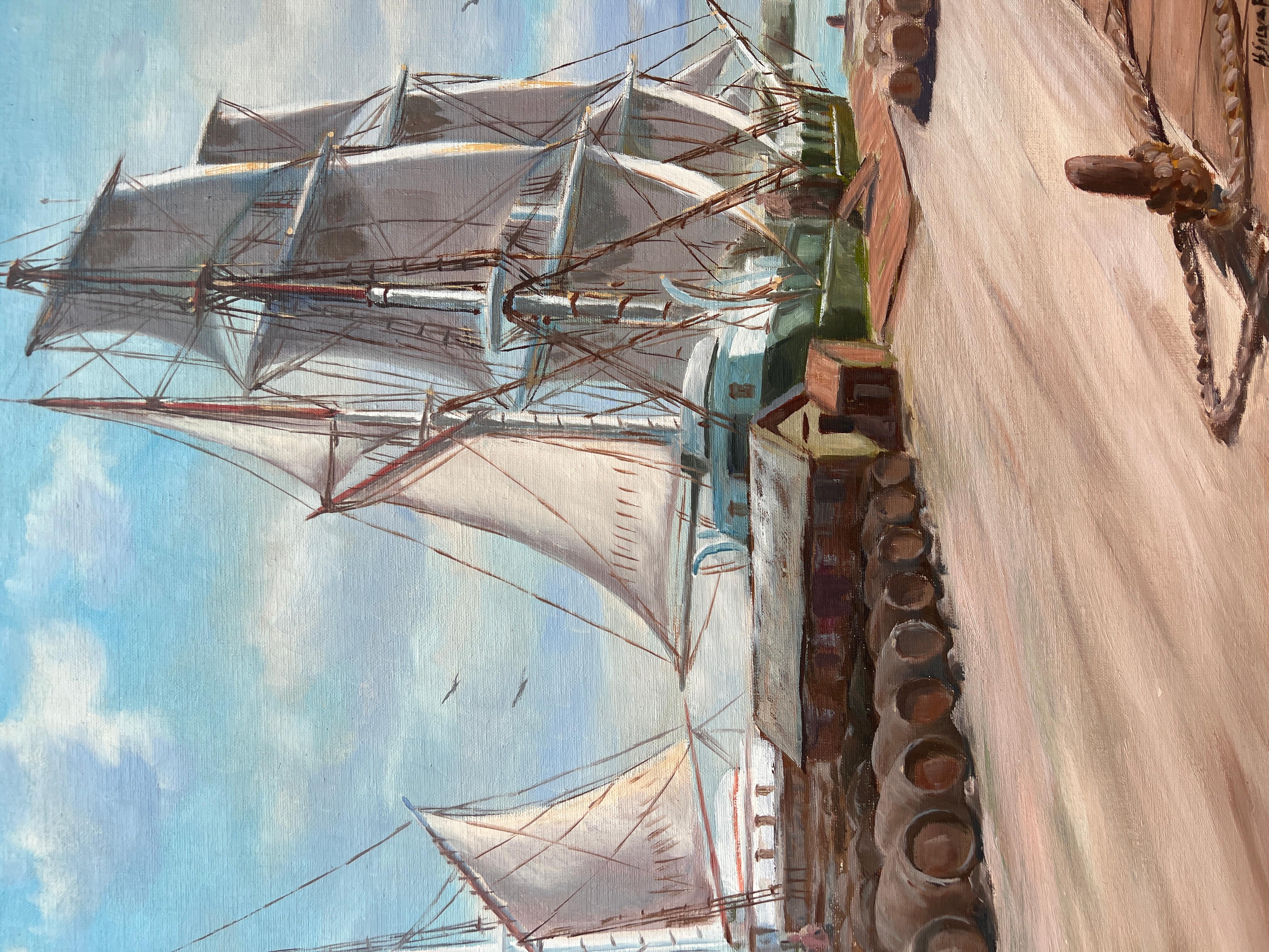 Humberto da Silva Fernandes(1937-2005) Clipper Ship Oil Painting on Canvas For Sale 1