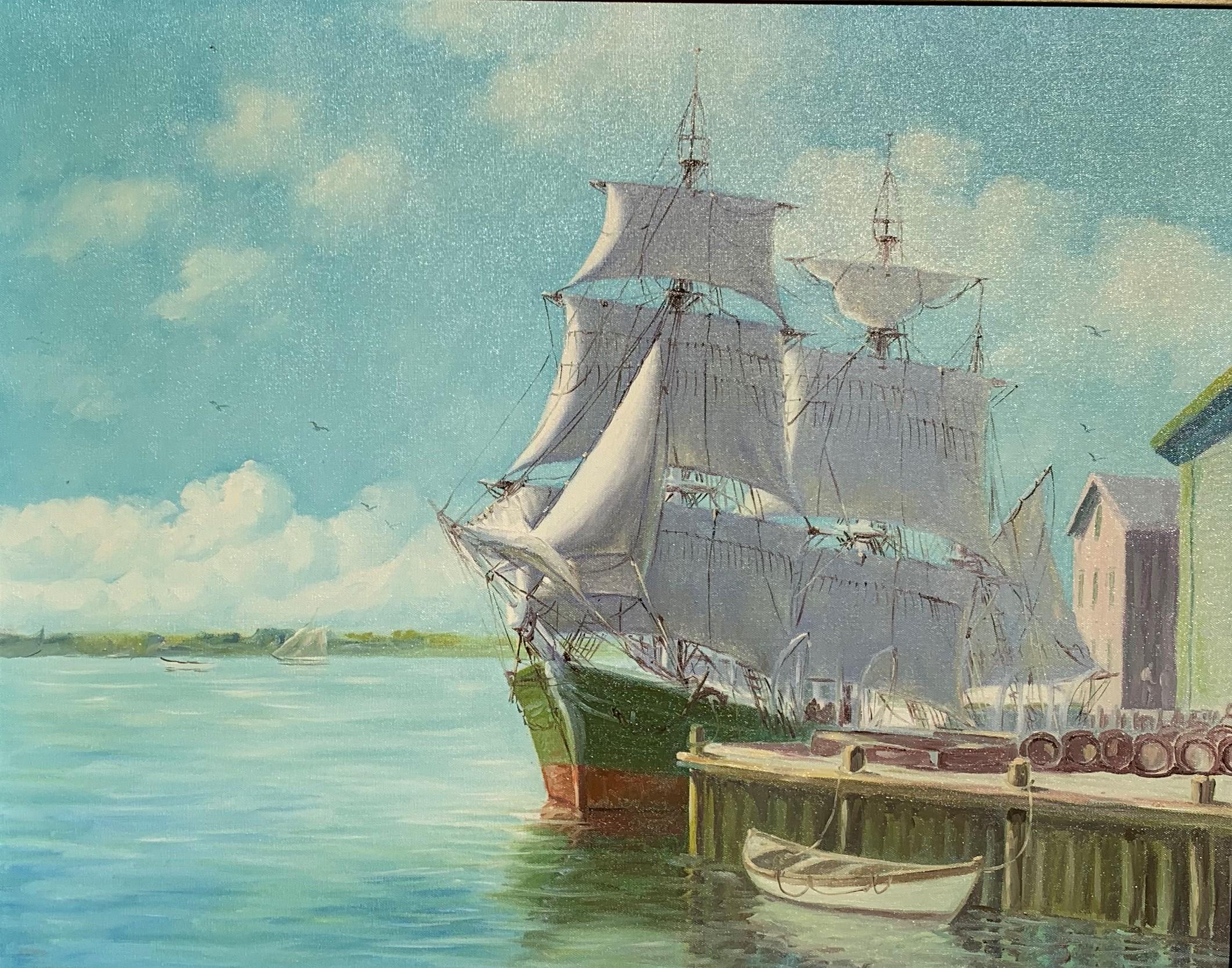 Humberto da Silva Fernandes(1937-2005) Clipper Ship Oil Painting on Canvas 1