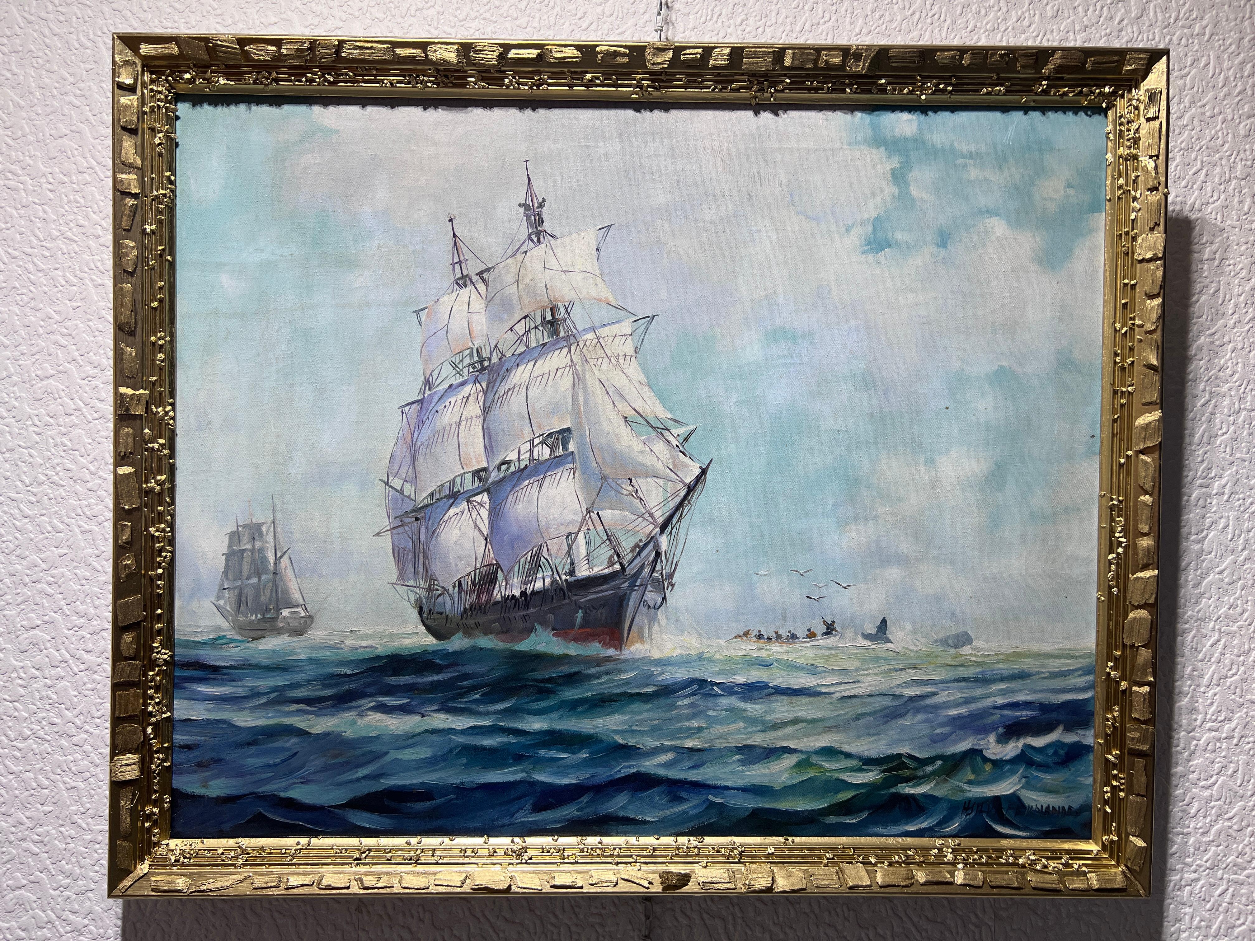 Humberto da Silva Fernandes(1937-2005) Clipper Ship Oil Painting on Canvas 1