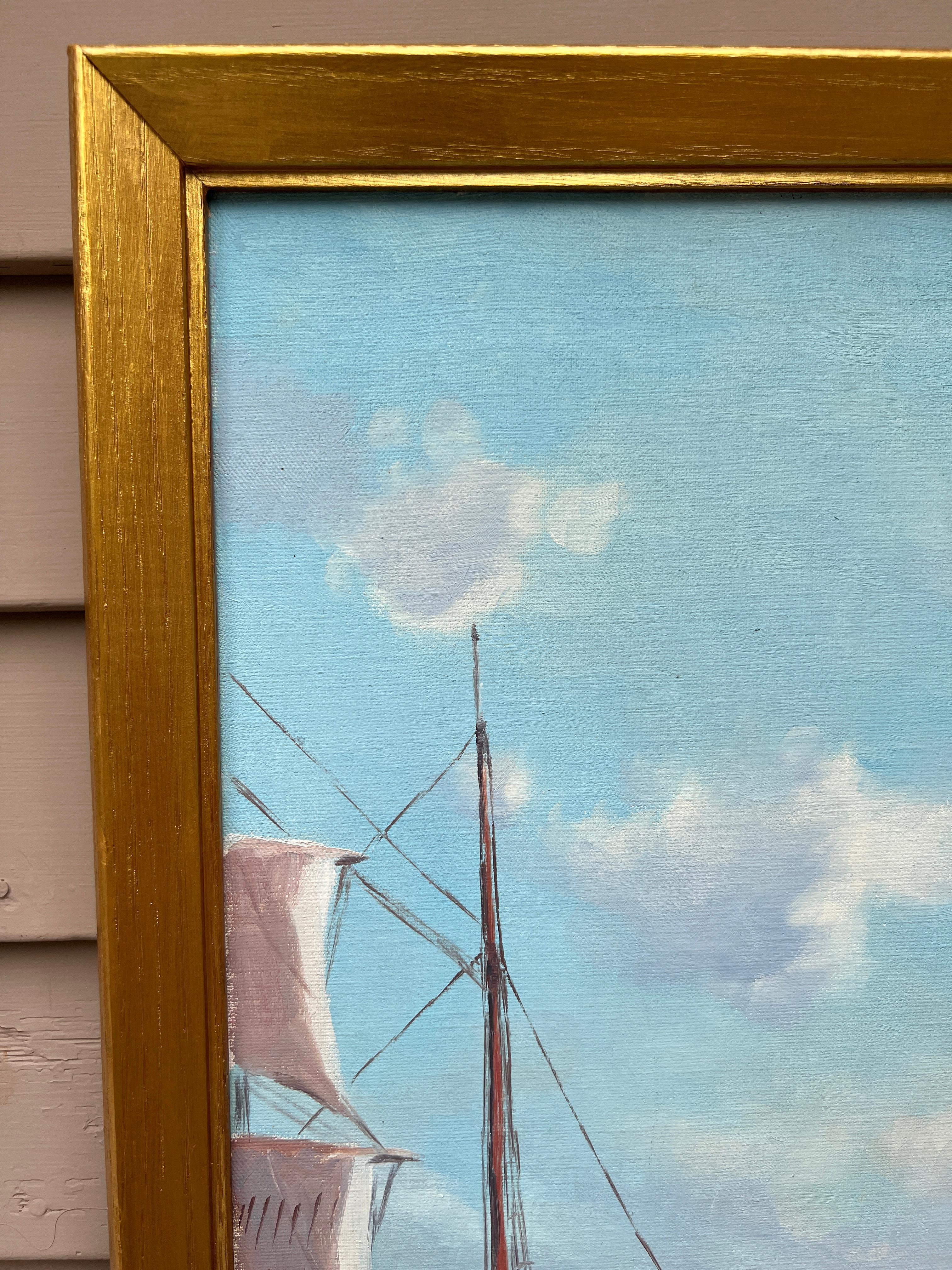 Humberto da Silva Fernandes(1937-2005) Clipper Ship Oil Painting on Canvas For Sale 3